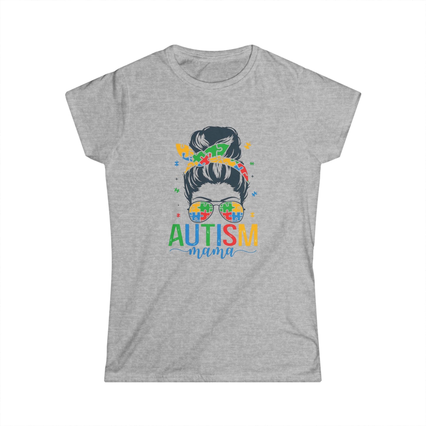 Autism Mama Women's Softstyle Tee | Supportive T-Shirt, Gift for Moms, Autism Awareness, Comfortable Casual Wear, Colorful Design