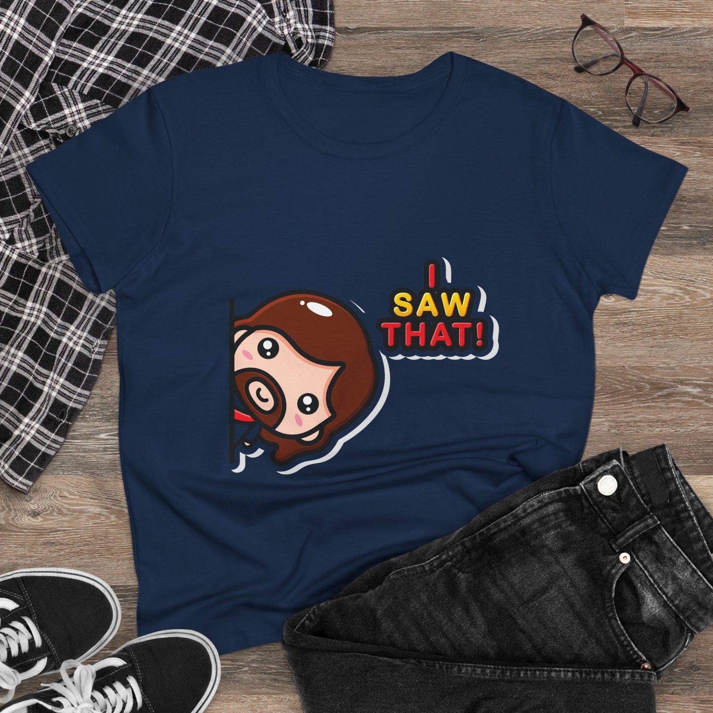 Funny Women’s Cotton Tee - 'I Saw That!' Graphic T-Shirt