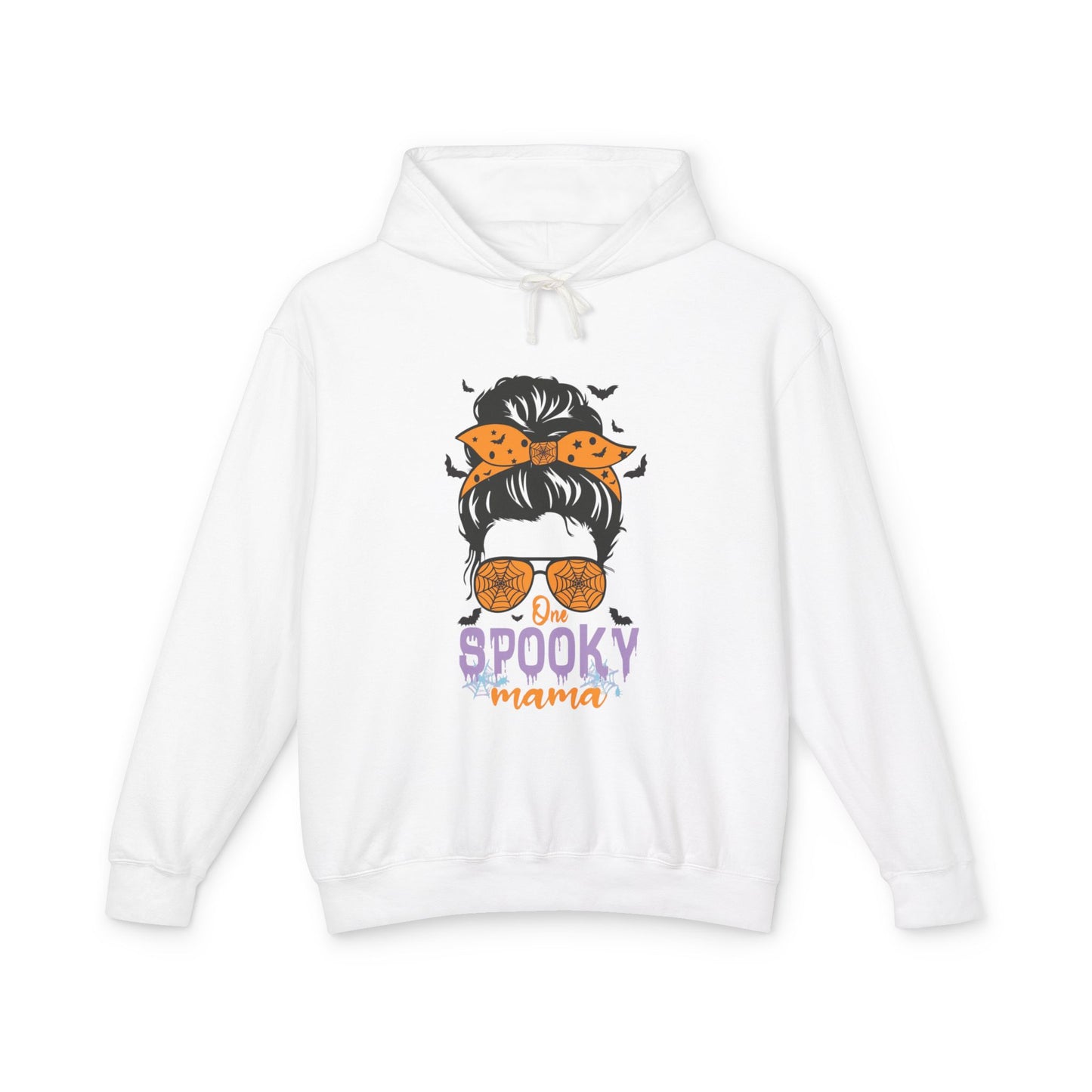 Spooky Mama Hoodie, Lightweight Sweatshirt for Halloween, Seasonal Casual Wear, Perfect Gift for Moms, Cozy Fall Fashion