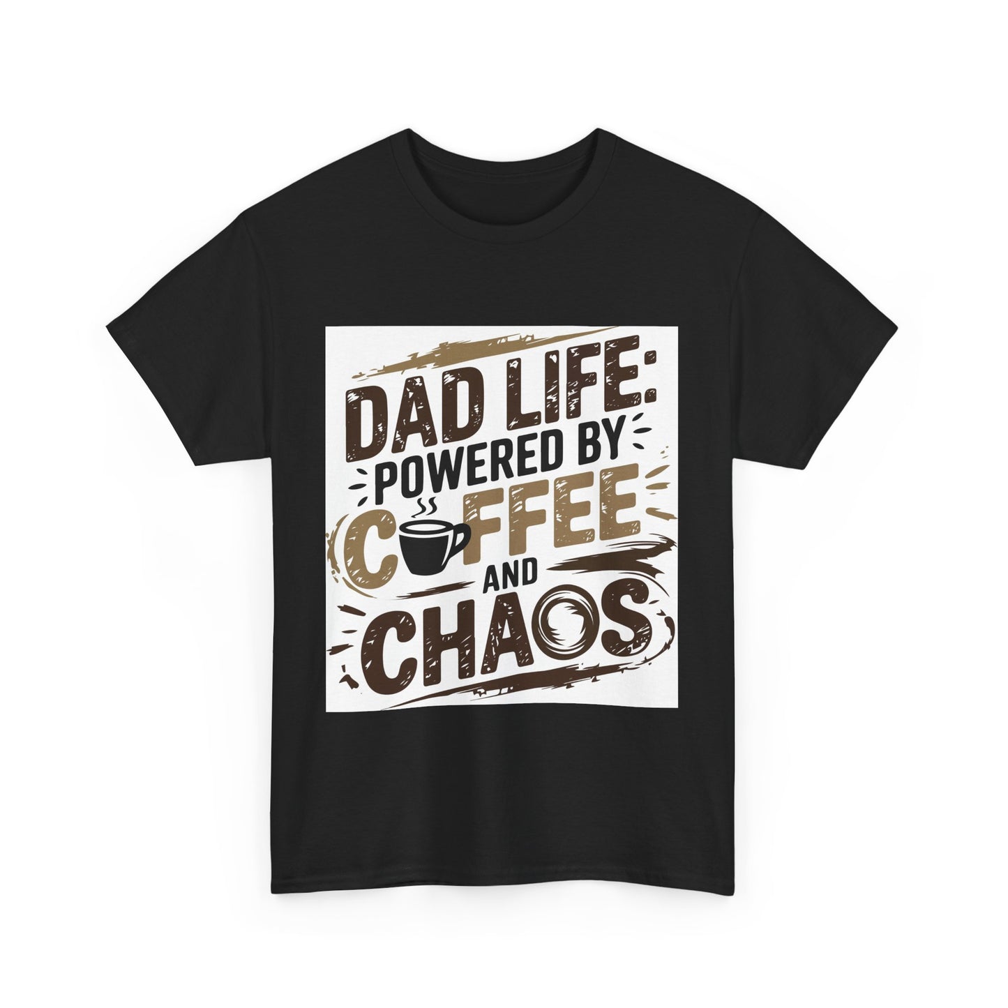Dad Life Unisex Heavy Cotton Tee - Powered by Coffee and Chaos