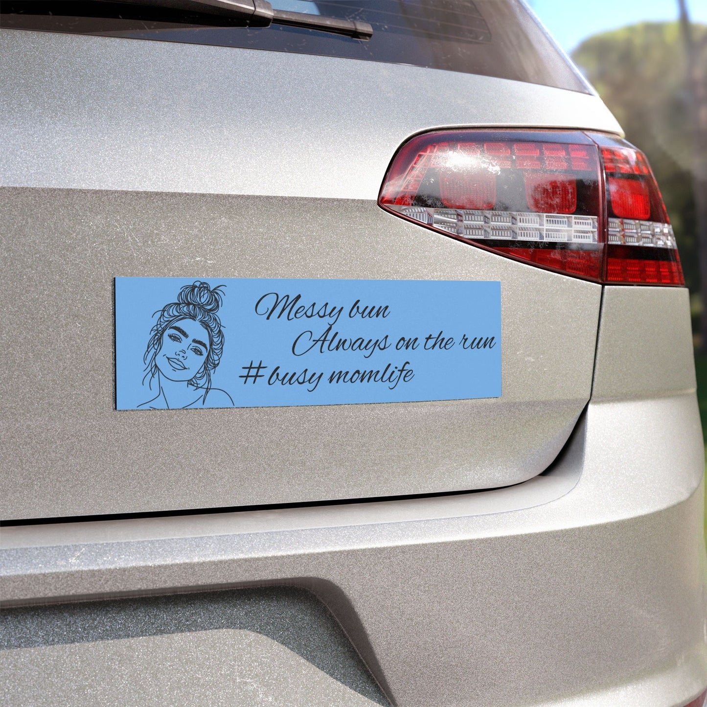 Messy Bun Momlife Car Magnet - Fun Decor for Busy Moms