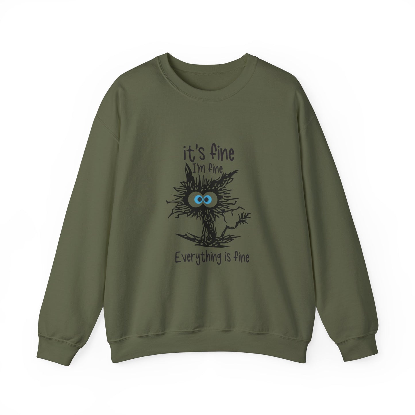 It's Fine Unisex Crewneck Sweatshirt - Cozy and Playful for Everyday Wear