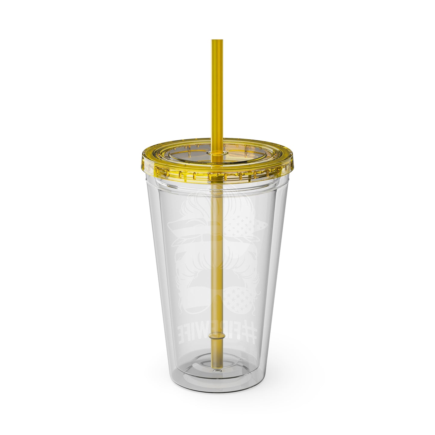 Sunsplash 16oz Tumbler with Straw - #FireWife Drinkware for Firefighters' Spouses