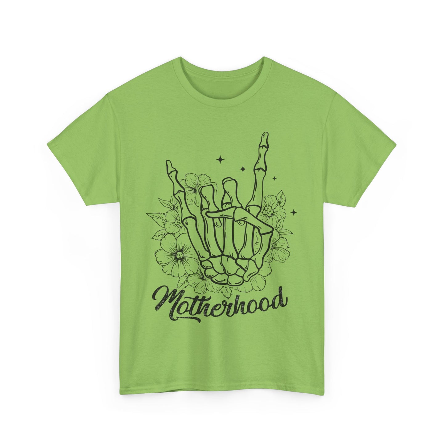 Unisex Heavy Cotton Tee - Motherhood Skeleton Hand Design