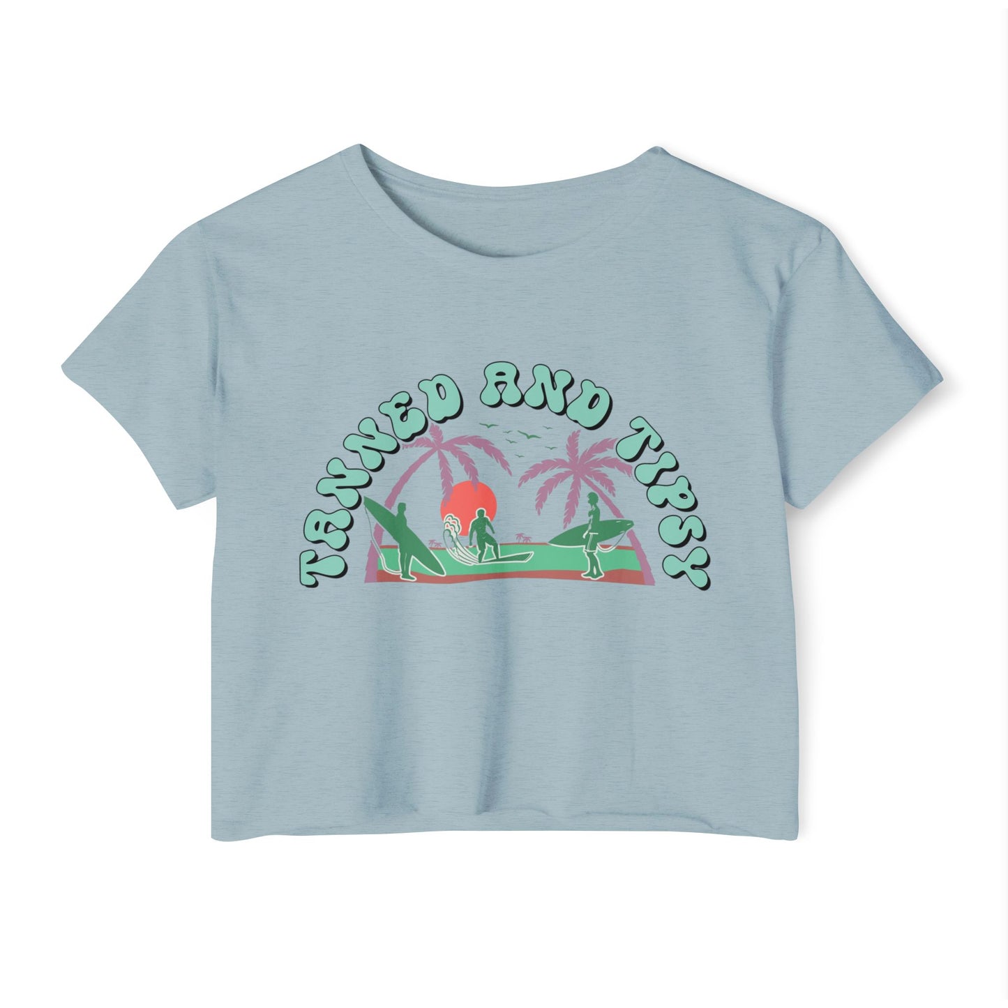 Tanned and Tipsy Women’s Festival Crop Top, Summer Vibe Shirt, Boho Style Tee, Beach Party Essential, Concert Outfit, Vacation Fashion