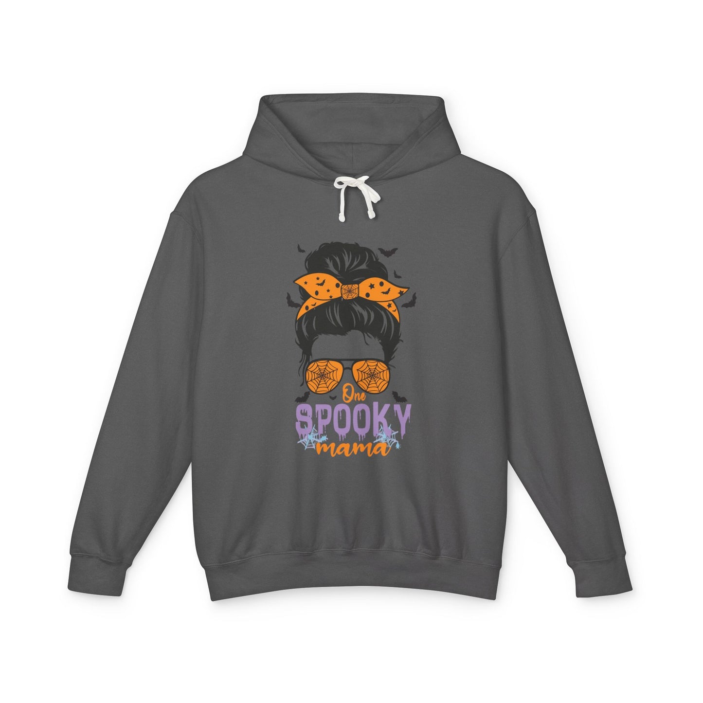 Spooky Mama Hoodie, Lightweight Sweatshirt for Halloween, Seasonal Casual Wear, Perfect Gift for Moms, Cozy Fall Fashion