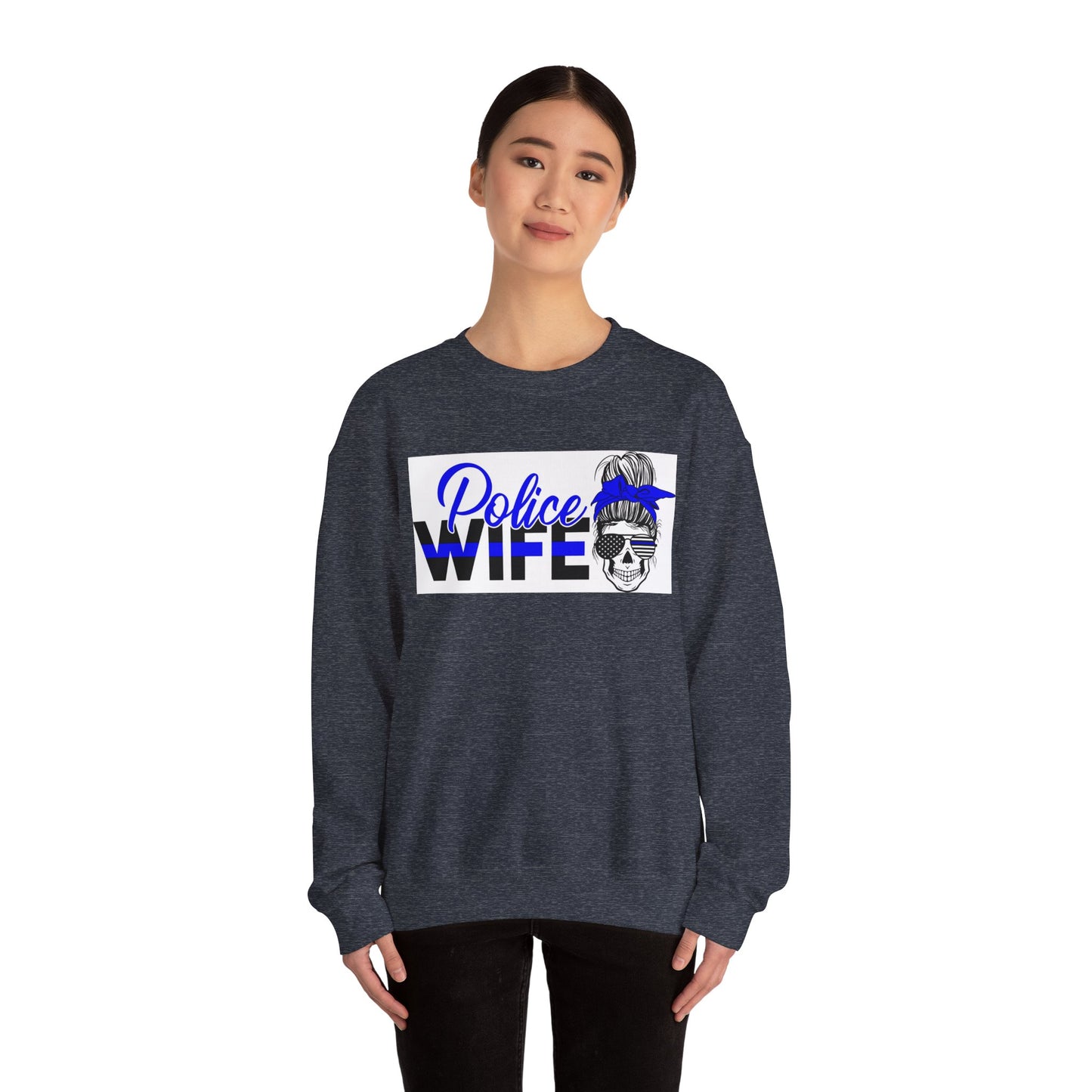 Police Wife Unisex Heavy Blend™ Crewneck Sweatshirt - Supportive Gift for Police Spouses