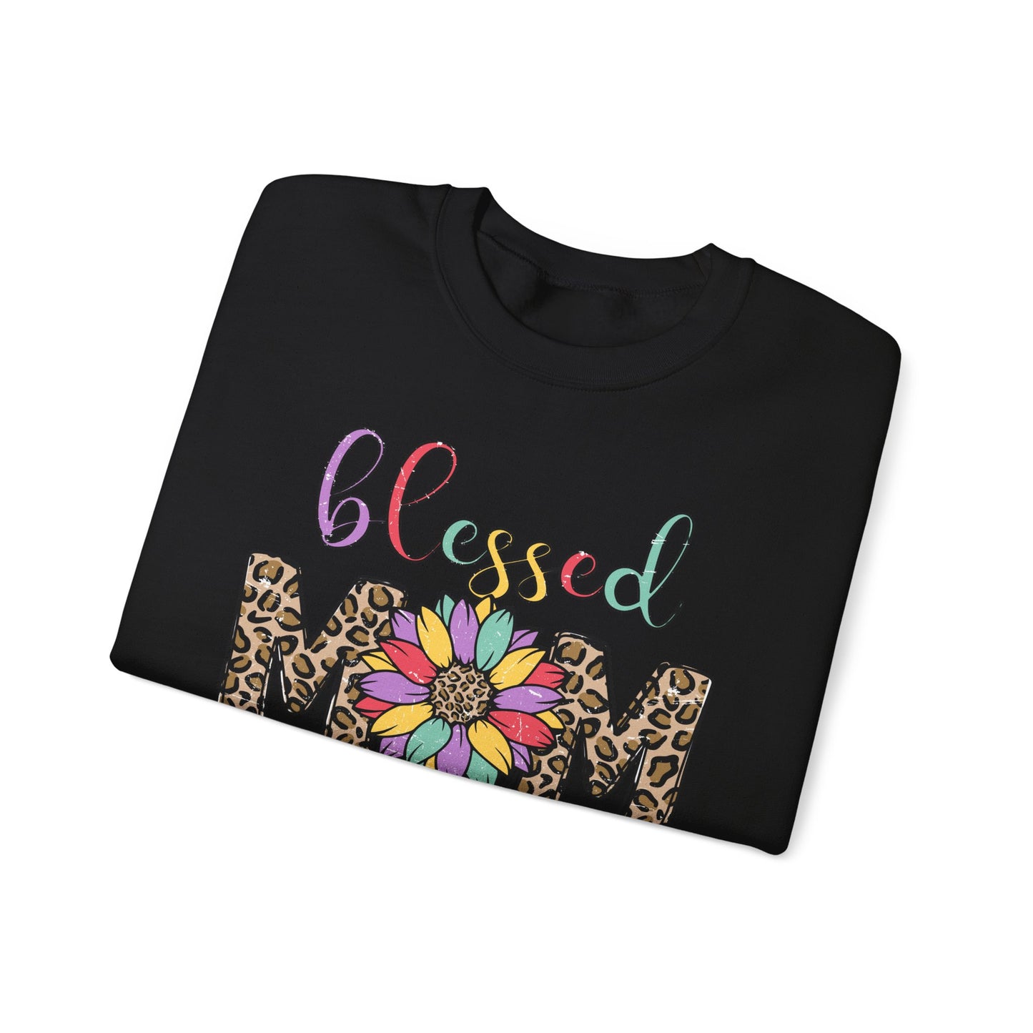 Blessed Mom Leopard Floral Crewneck Sweatshirt