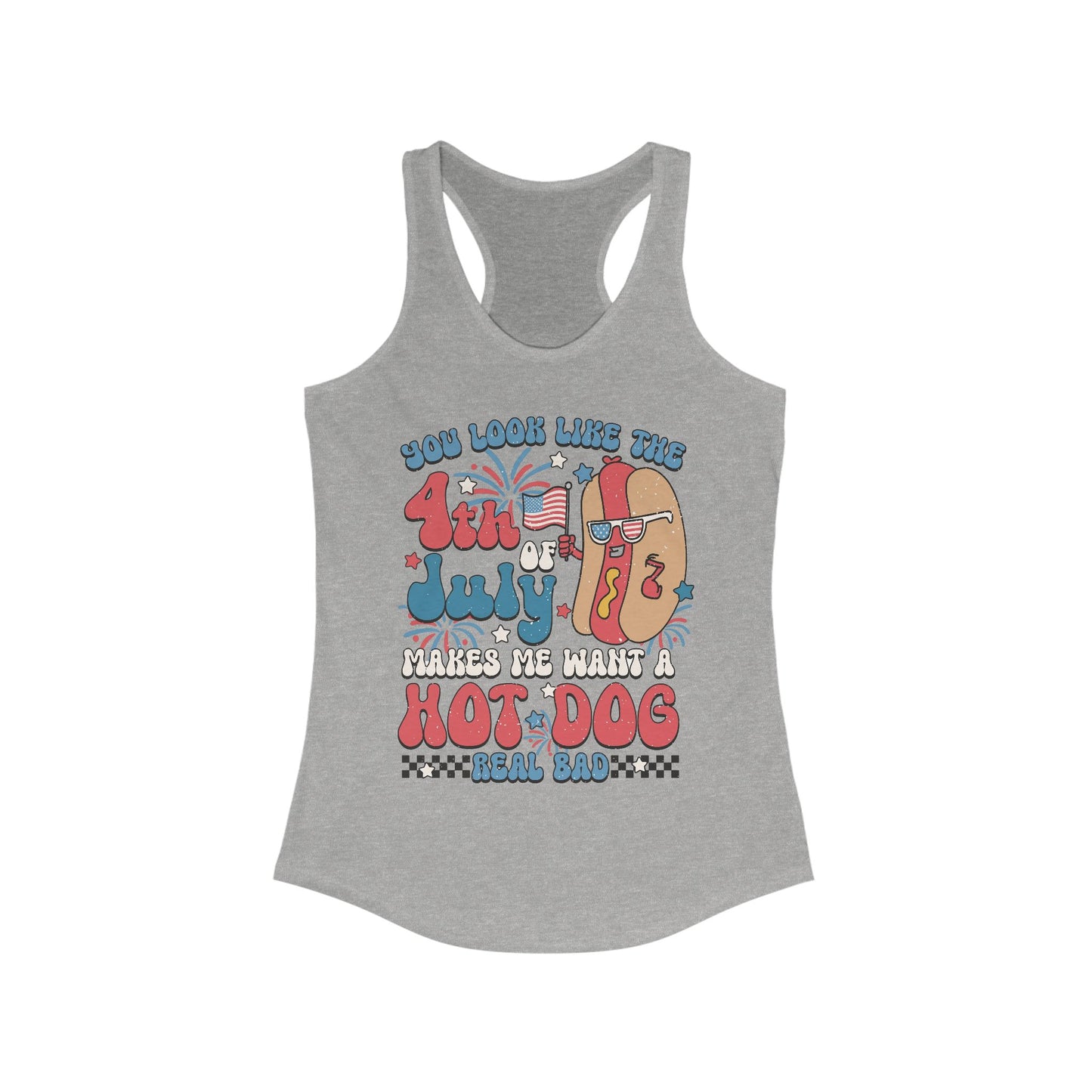 Patriotic Hot Dog Tank Top, Women's Racerback, July 4th Celebration, Summer BBQ, Fun Independence Day Shirt, Gift for Foodies, Festive [...]