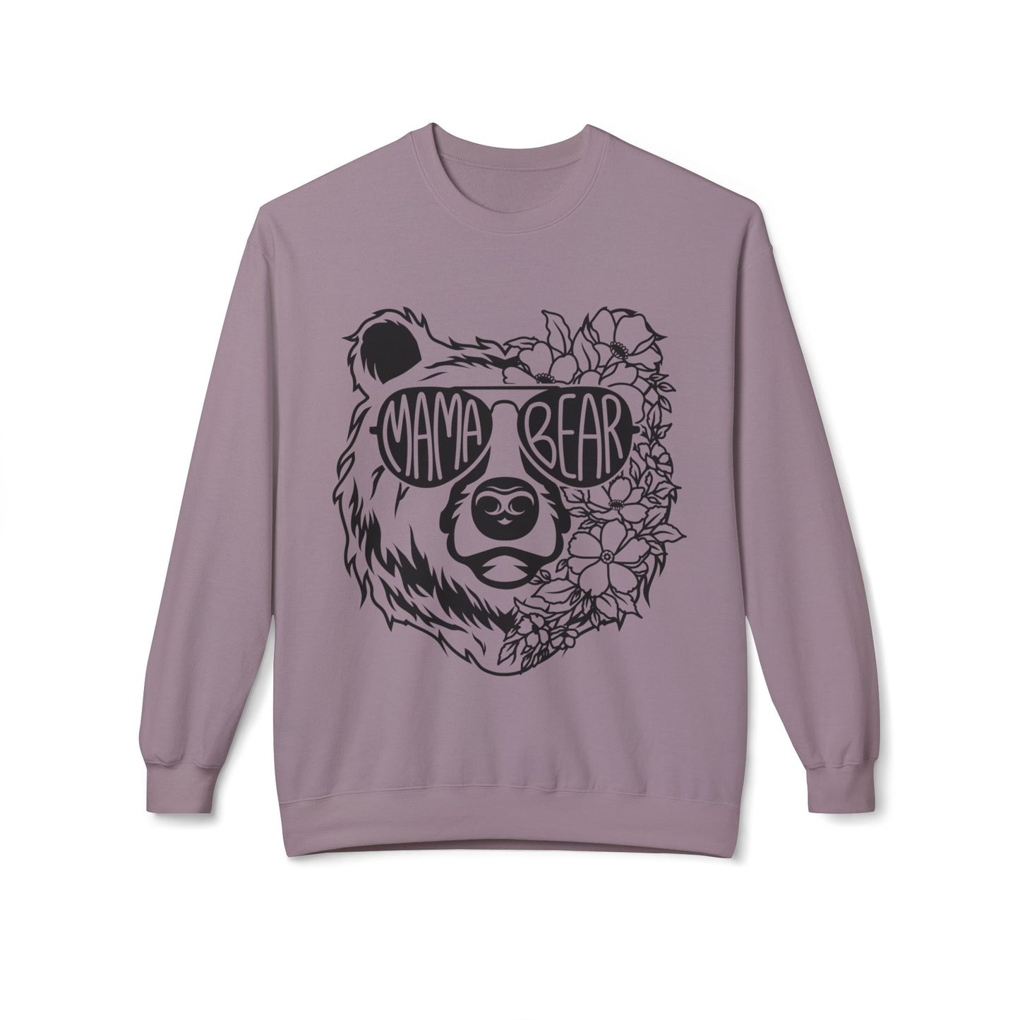 Mama Bear Floral Sunglasses Sweatshirt | Unisex Midweight Fleece Crewneck