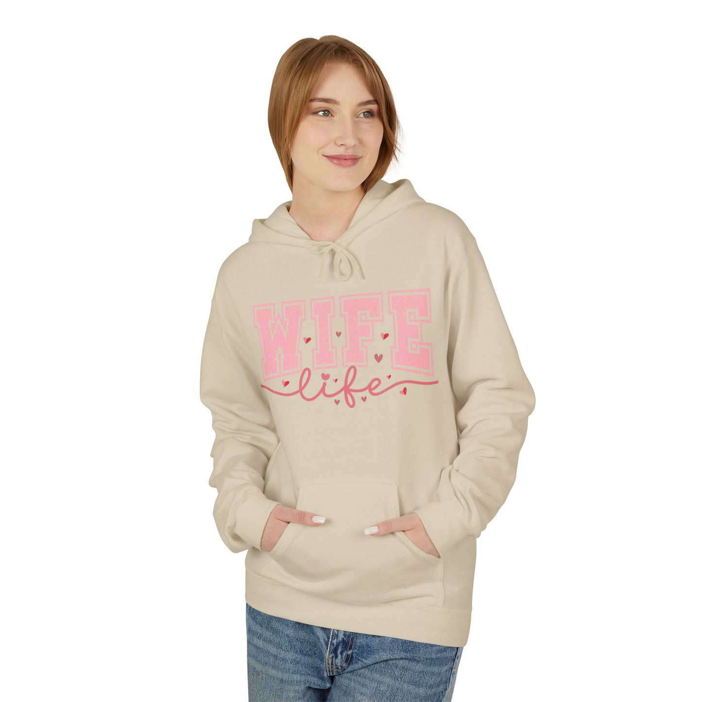 Wife Life Unisex Softstyle Fleece Hoodie | Cozy Gift for Her