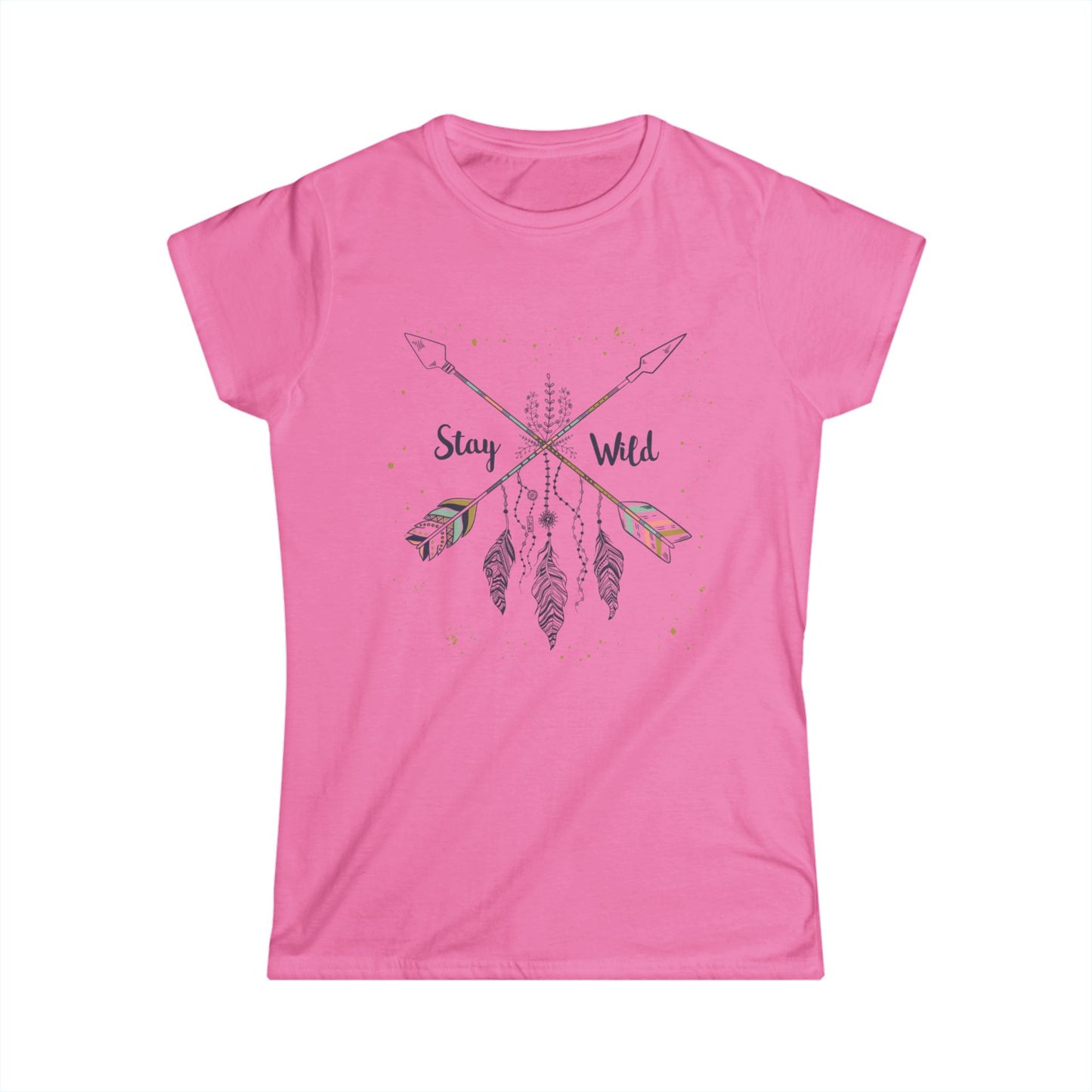 Stay Wild Women's Softstyle Tee - Boho Graphic Tee for Nature Lovers