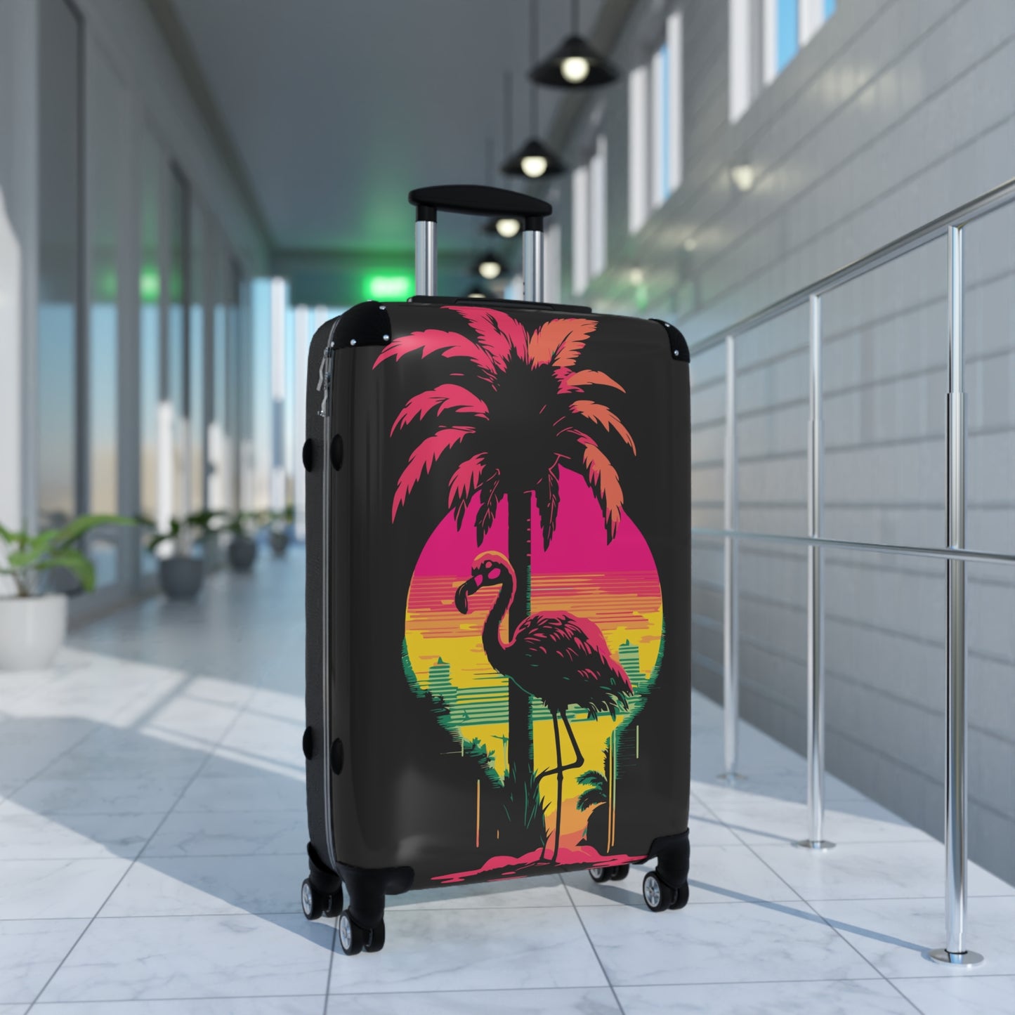 Tropical Flamingo Suitcase - Vibrant Travel Luggage for Adventurers