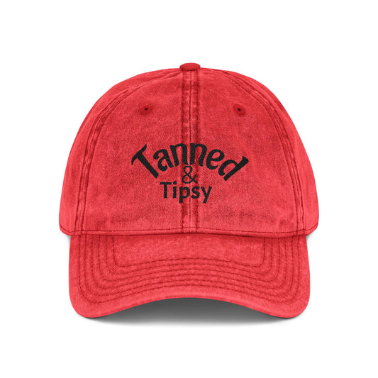 Vintage Embroidered Cap - Tanned & Tipsy, Summer Accessory, Beach Hat, Gift for Friends, Casual Style