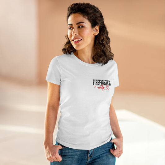 Firefighter Wife Cotton Tee - Supportive Gift for Her, Casual Wear, Patriotic Apparel, Unique Firefighter Gift, Everyday Comfort