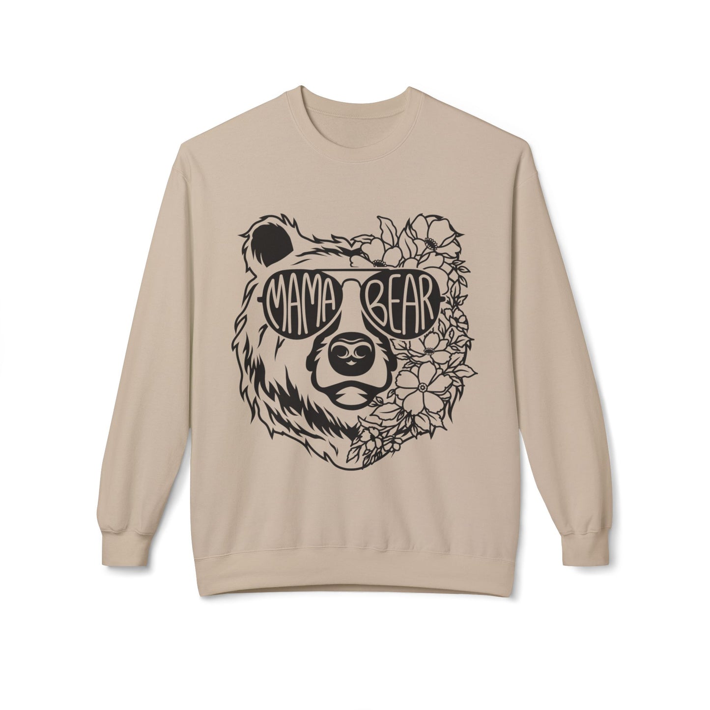 Mama Bear Floral Sunglasses Sweatshirt | Unisex Midweight Fleece Crewneck