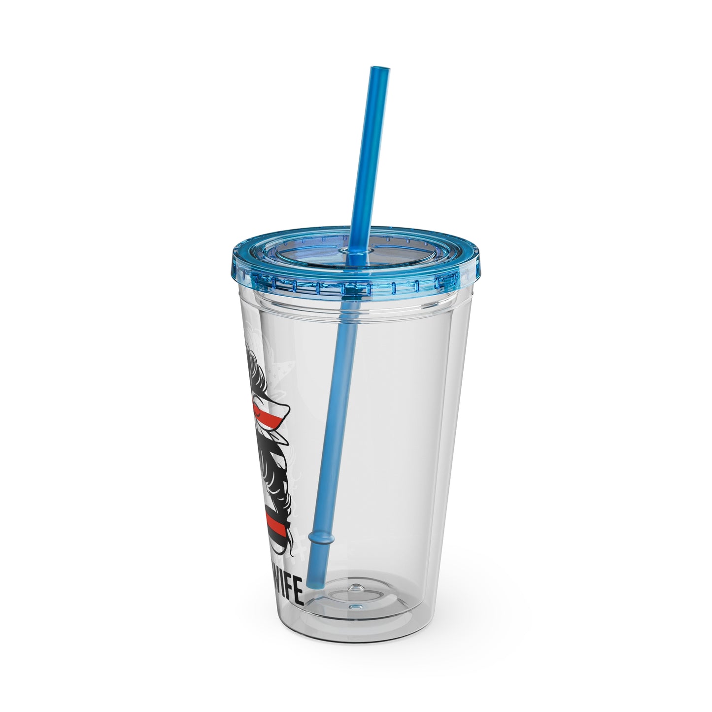 Sunsplash 16oz Tumbler with Straw - #FireWife Drinkware for Firefighters' Spouses