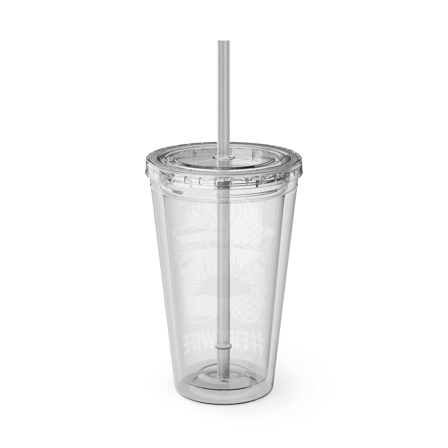 Sunsplash 16oz Tumbler with Straw - #FireWife Drinkware for Firefighters' Spouses