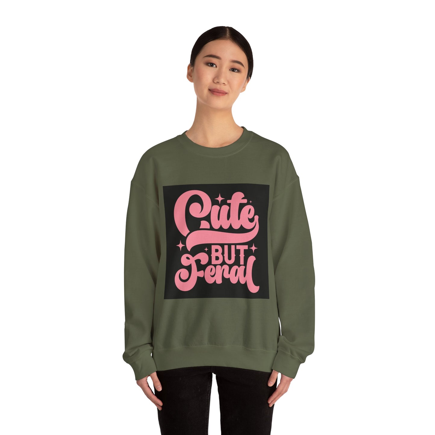 Cute But Feral Unisex Heavy Blend Crewneck Sweatshirt - Cozy & Stylish