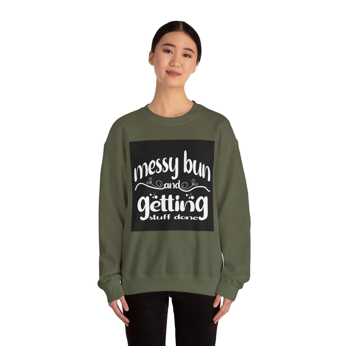 Messy Bun Crewneck Sweatshirt - Get Stuff Done