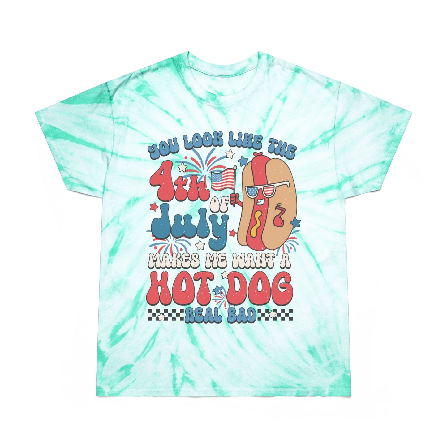 4th of July Tie-Dye Tee, Hot Dog Vibe Shirt, Summer Fun Tee, Festival Wear, BBQ Celebration T-Shirt