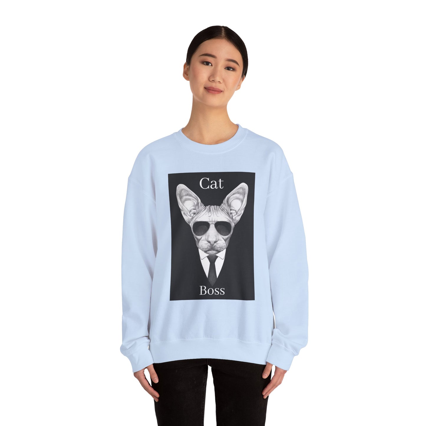 Cat Boss Unisex Crewneck Sweatshirt - Funny Cat Graphic Pullover