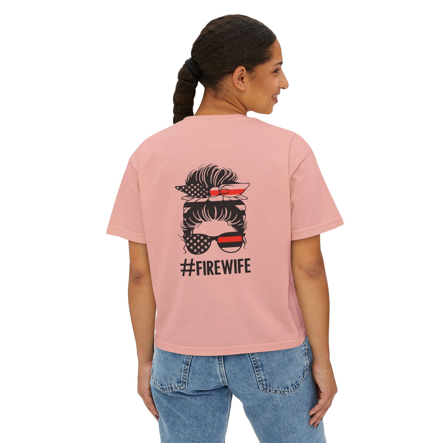 Women&#039;s Boxy Tee - #FireWife Graphic Shirt for Firefighter Wives