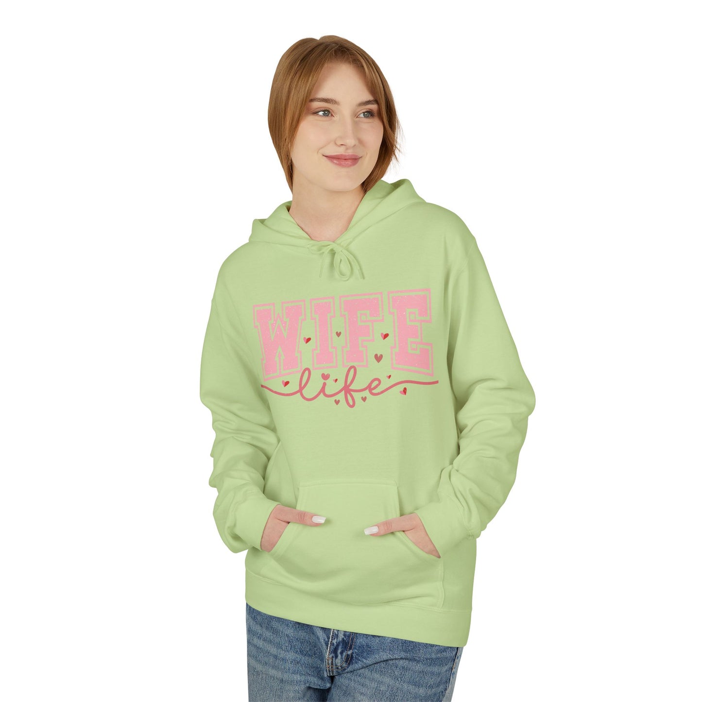 Wife Life Unisex Softstyle Fleece Hoodie | Cozy Gift for Her