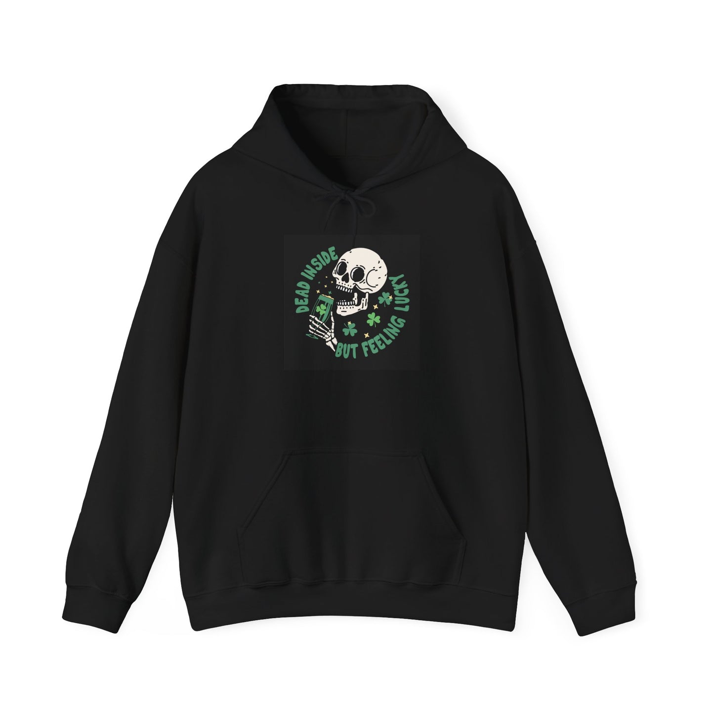 "Dead Inside but Feeling Lucky" Unisex Heavy Blend Hooded Sweatshirt - Perfect for Halloween & Casual Wear