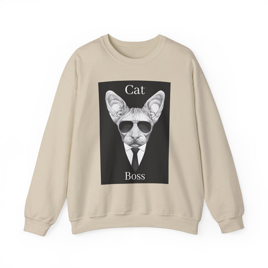 Cat Boss Unisex Crewneck Sweatshirt - Funny Cat Graphic Pullover