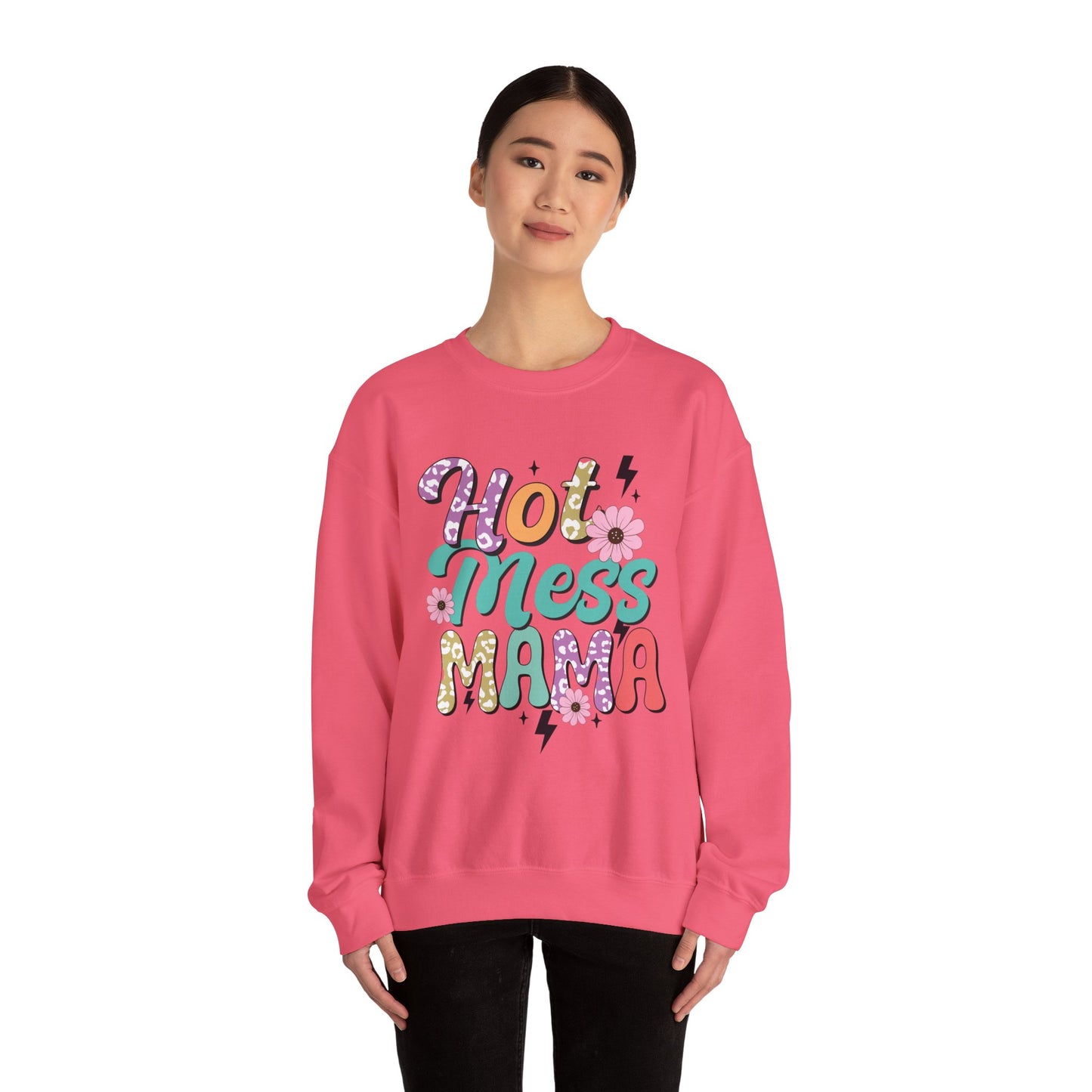 Hot Mess Mama Sweatshirt | Cozy Gift for Moms | Fun and Stylish Crewneck | Perfect for Casual Wear, Birthdays, Mother’s Day, Celebrations