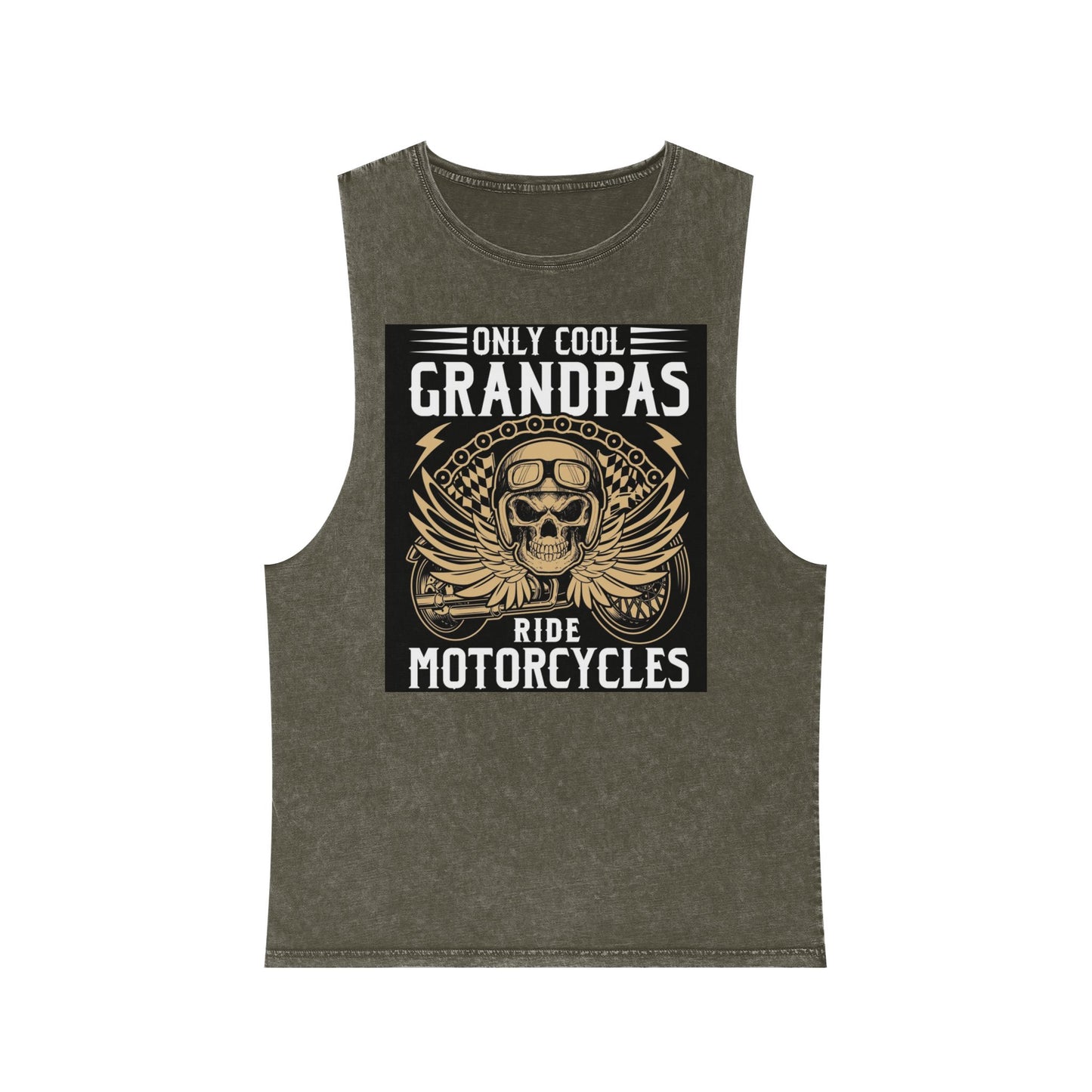 Only Cool Grandpas Ride Motorcycles Stonewash Tank Top