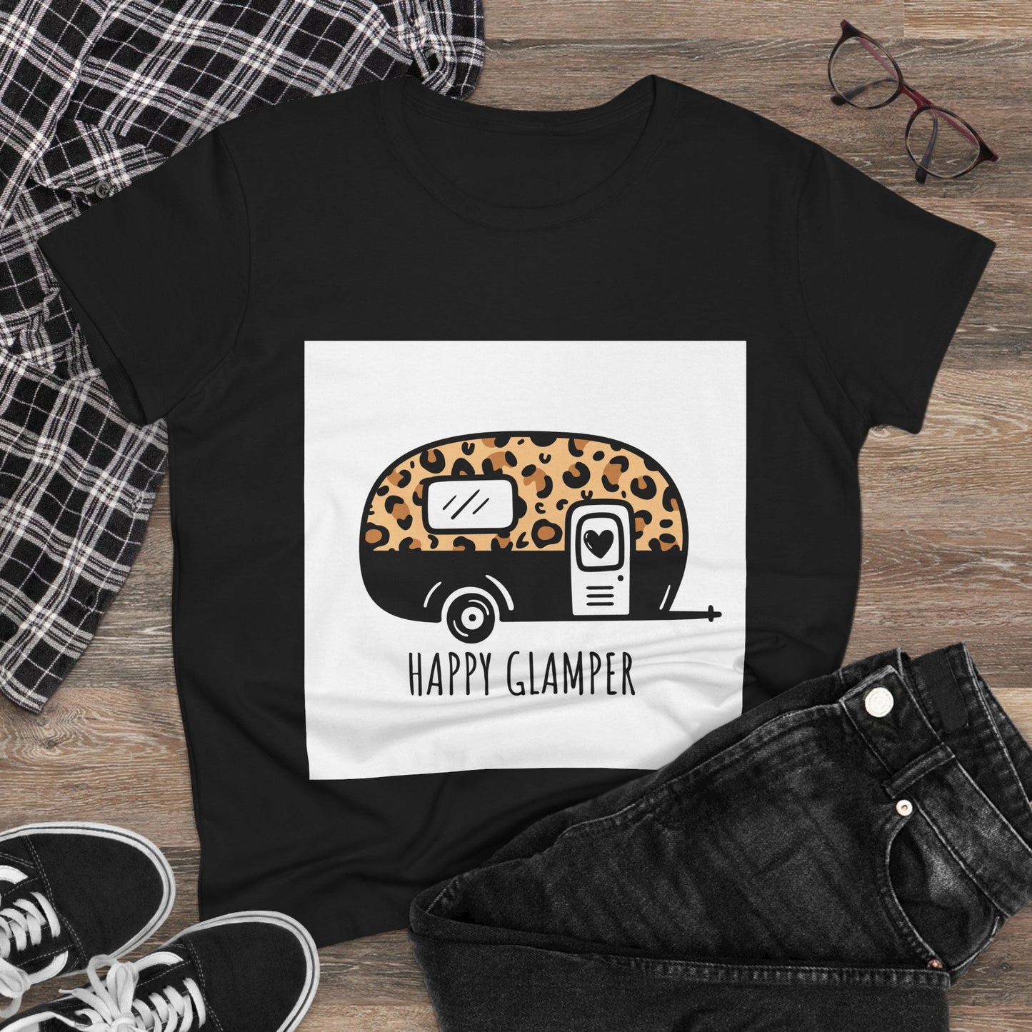 Happy Glamper Women's Cotton Tee - Ideal for Camping Enthusiasts