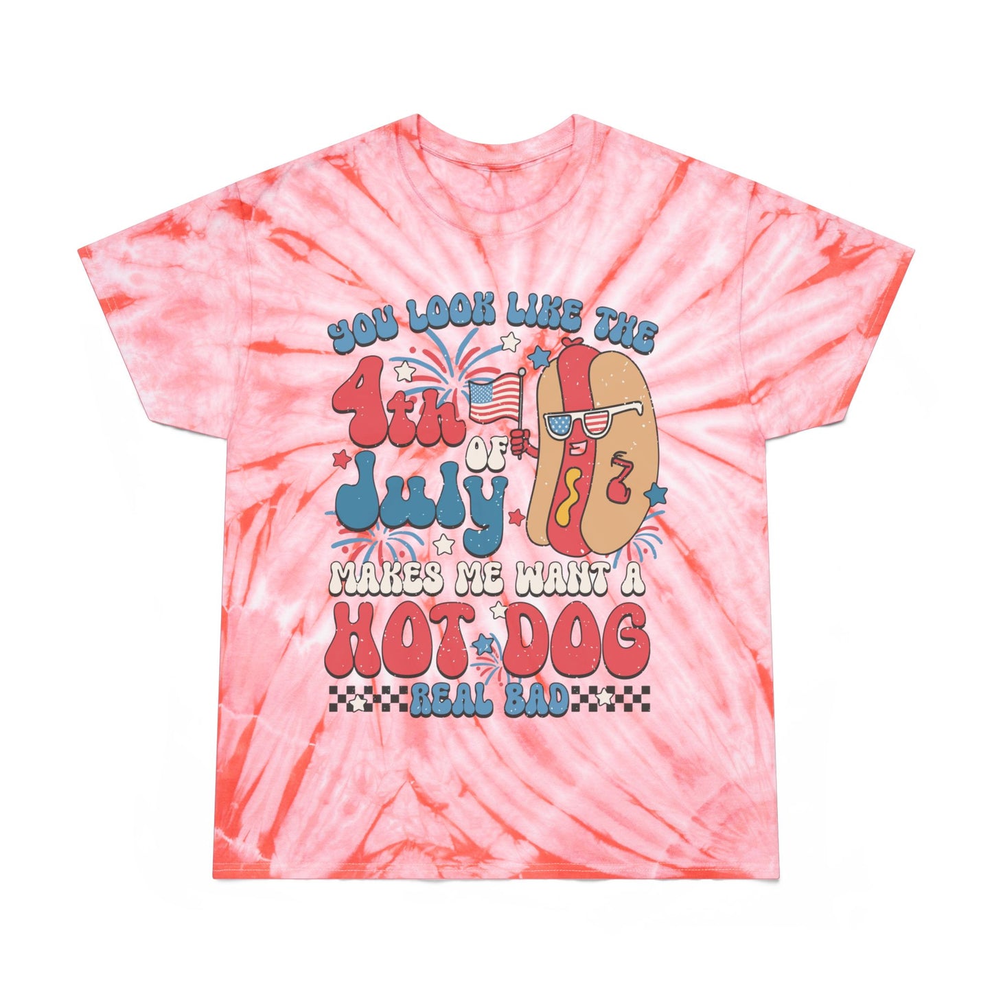 4th of July Tie-Dye Tee, Hot Dog Vibe Shirt, Summer Fun Tee, Festival Wear, BBQ Celebration T-Shirt