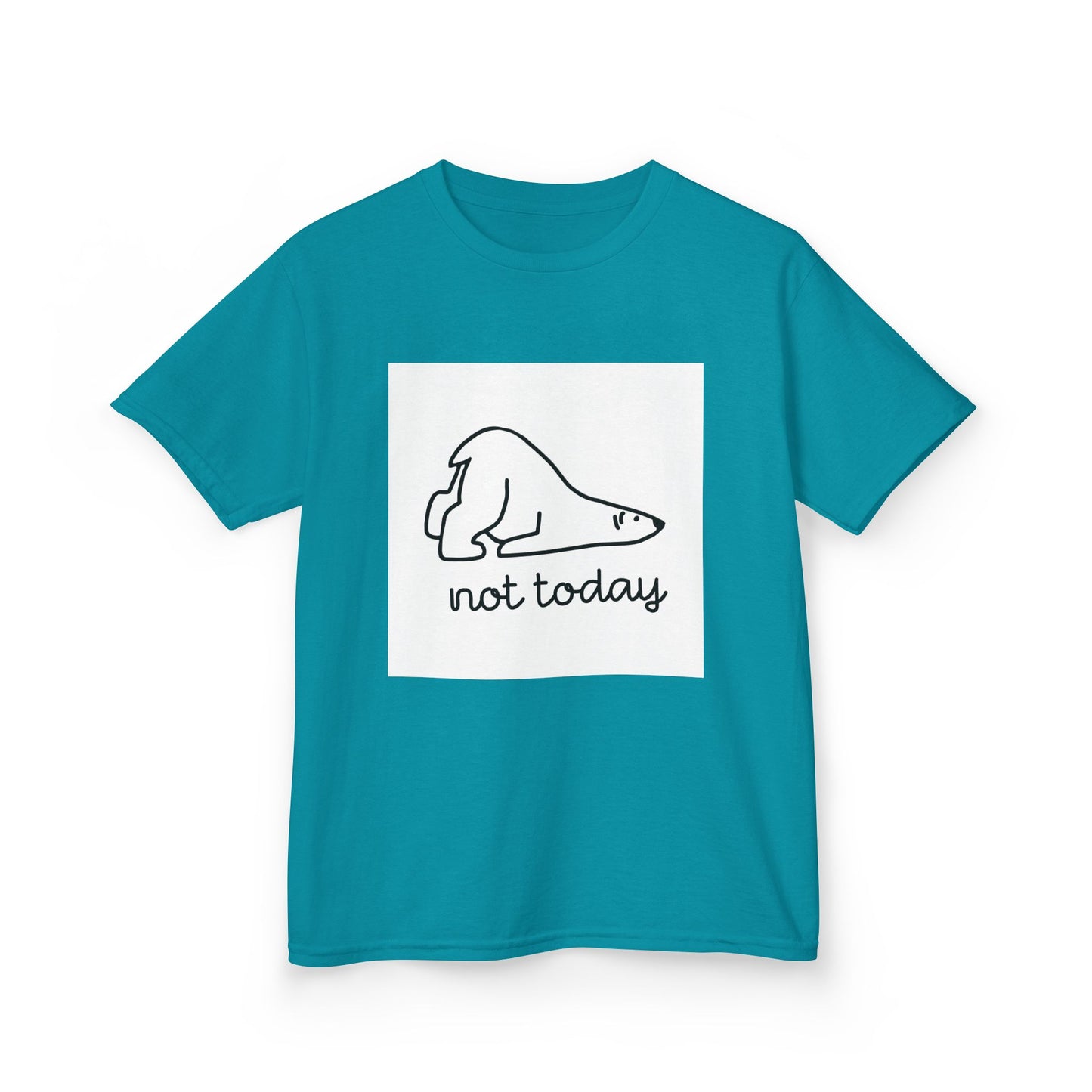 Kids Heavy Cotton™ Tee - "Not Today" Relaxed Polar Bear Design