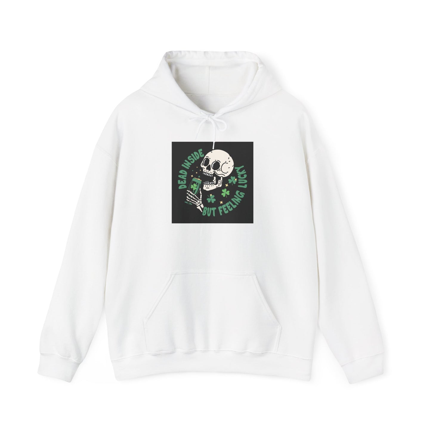 "Dead Inside but Feeling Lucky" Unisex Heavy Blend Hooded Sweatshirt - Perfect for Halloween & Casual Wear