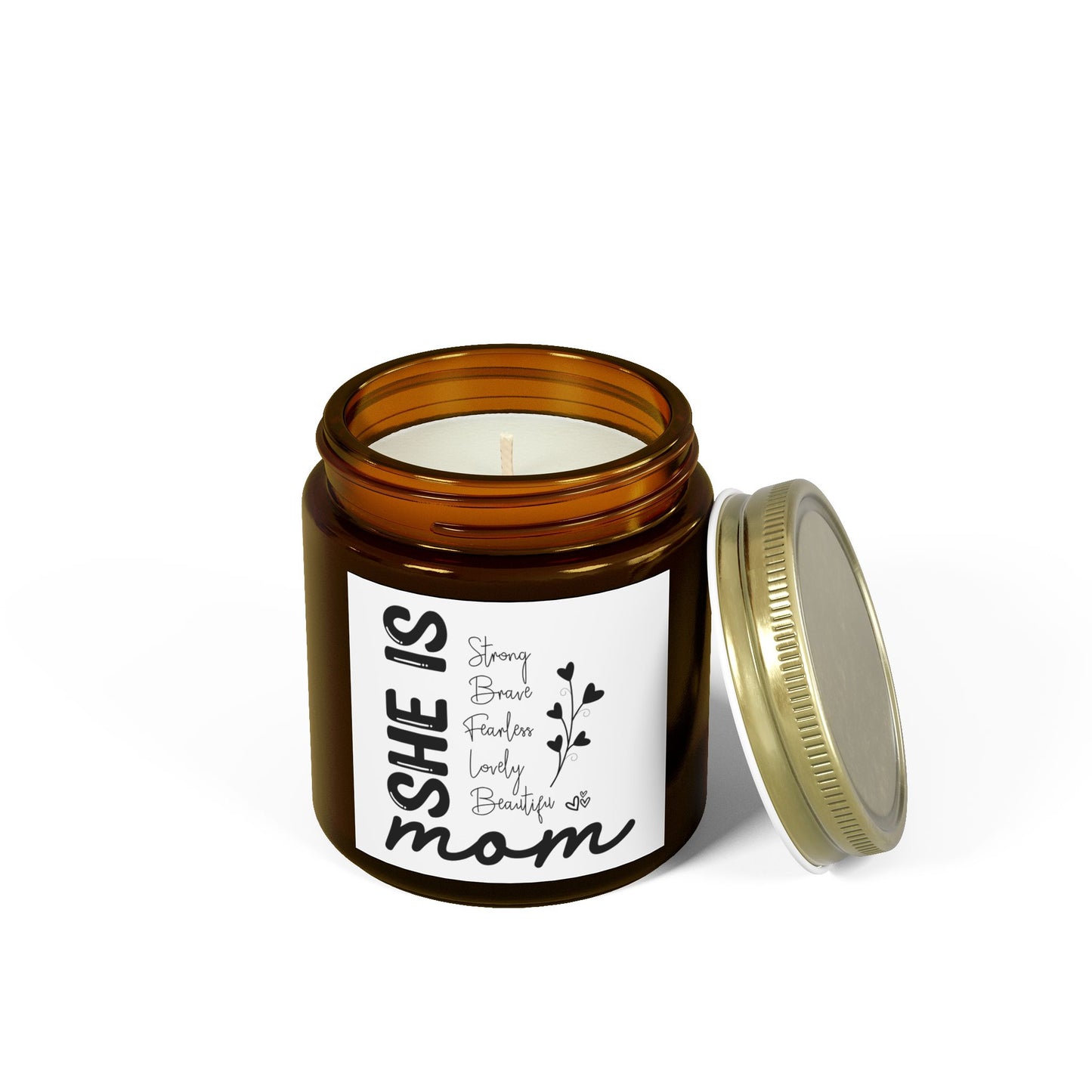 Scented Candle - "She is Mom" - Coconut Apricot Wax (4oz & 9oz) - Perfect Gift for Mother's Day