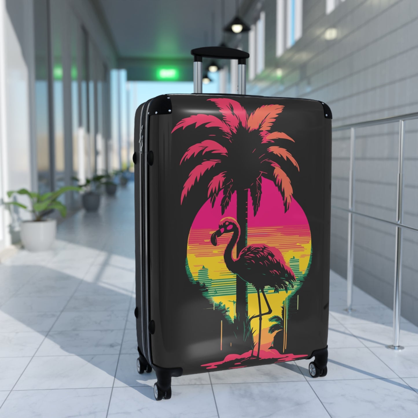 Tropical Flamingo Suitcase - Vibrant Travel Luggage for Adventurers