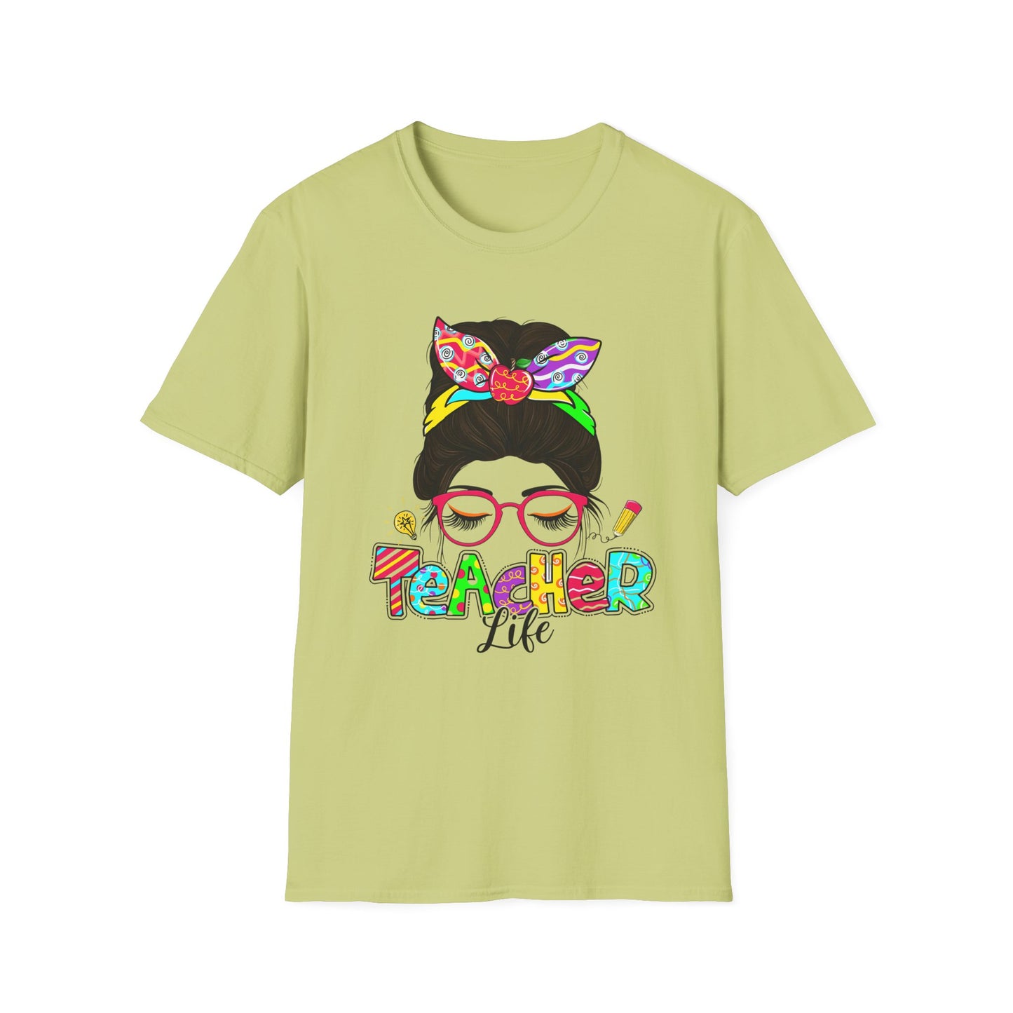 Teacher Life Unisex Softstyle T-Shirt - Fun and Colorful Design for Educators