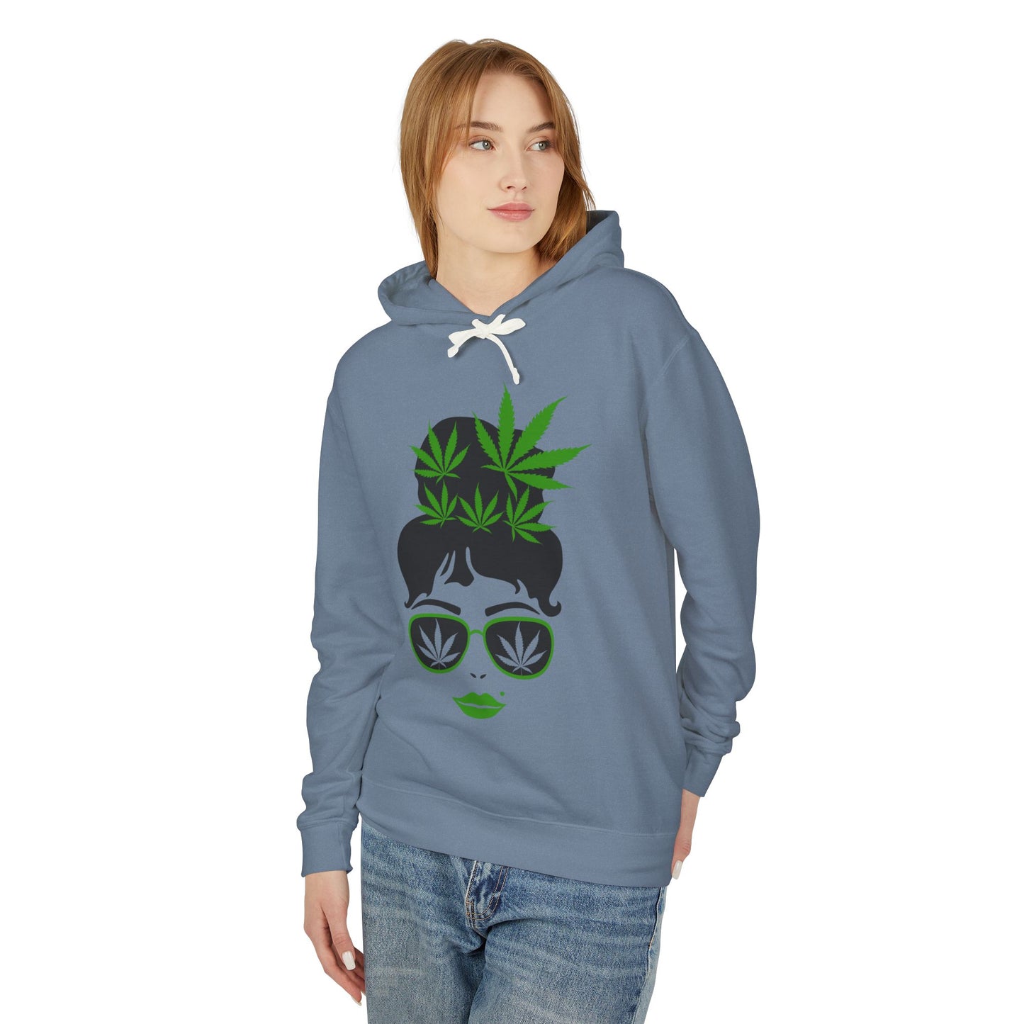 Chic Cannabis Graphic Hoodie - Cozy Unisex Lightweight Sweatshirt for Relaxation and Style