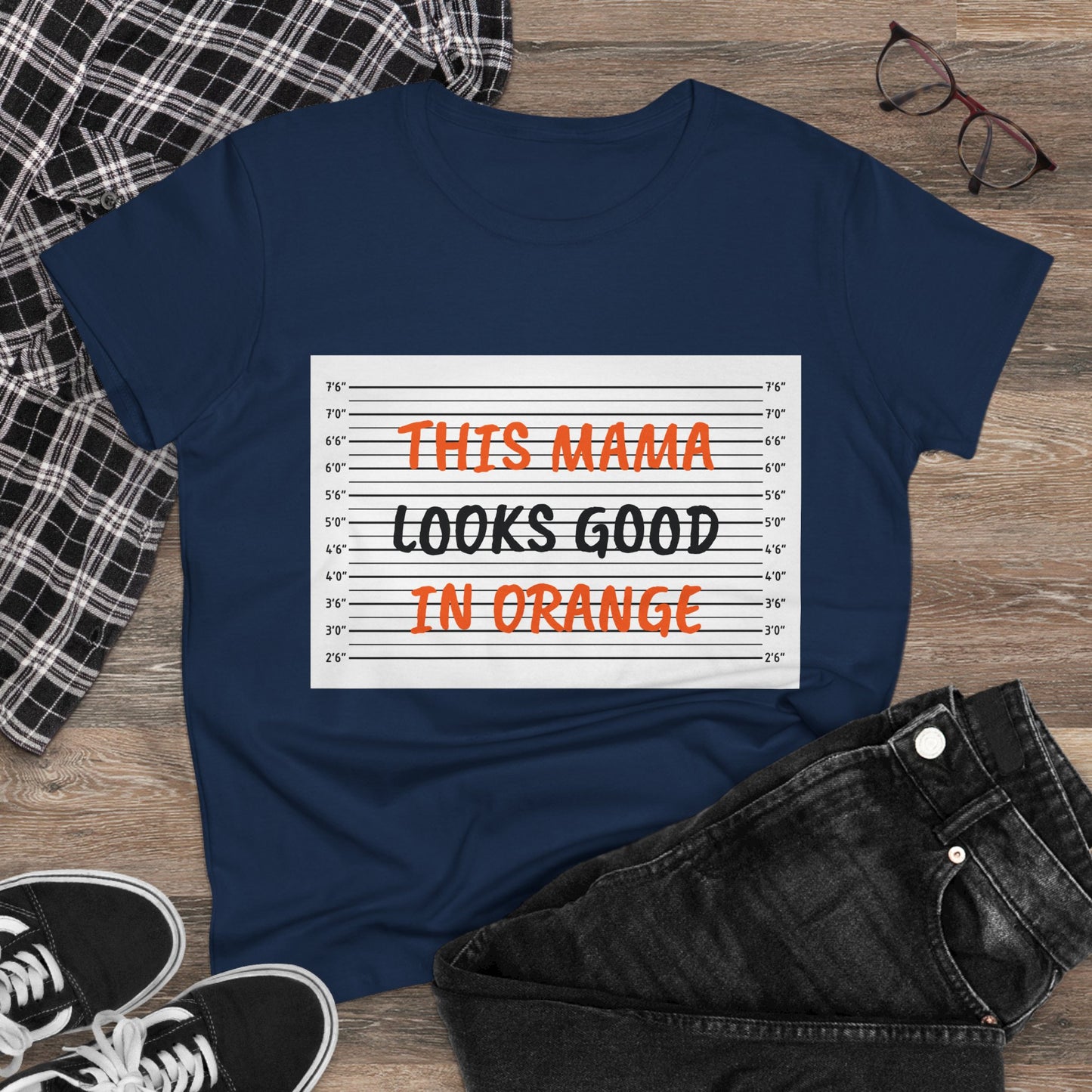 Fun Women's Midweight Cotton Tee - 'This Mama Looks Good in Orange'