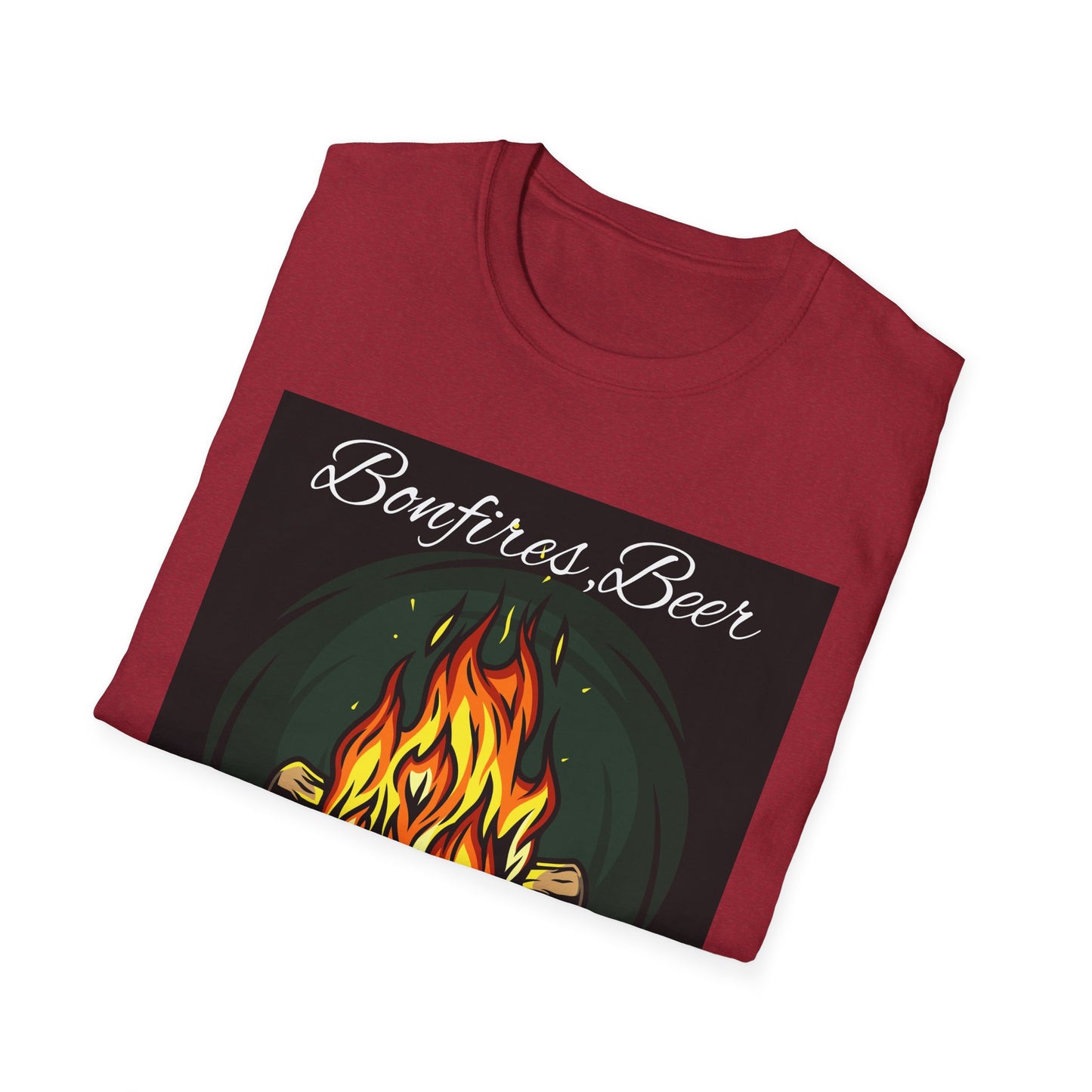 Bowfires, Beer, and Besties Unisex Softstyle T-Shirt - Perfect for Camping and Outdoor Gatherings