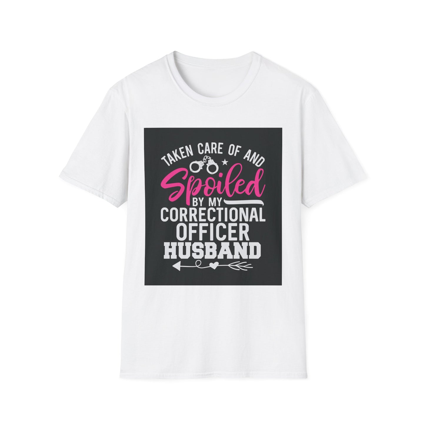 Spoiled by My Correctional Officer Husband T-Shirt | Unisex Softstyle Tee for Proud Wives | Perfect Gift for Special Occasions