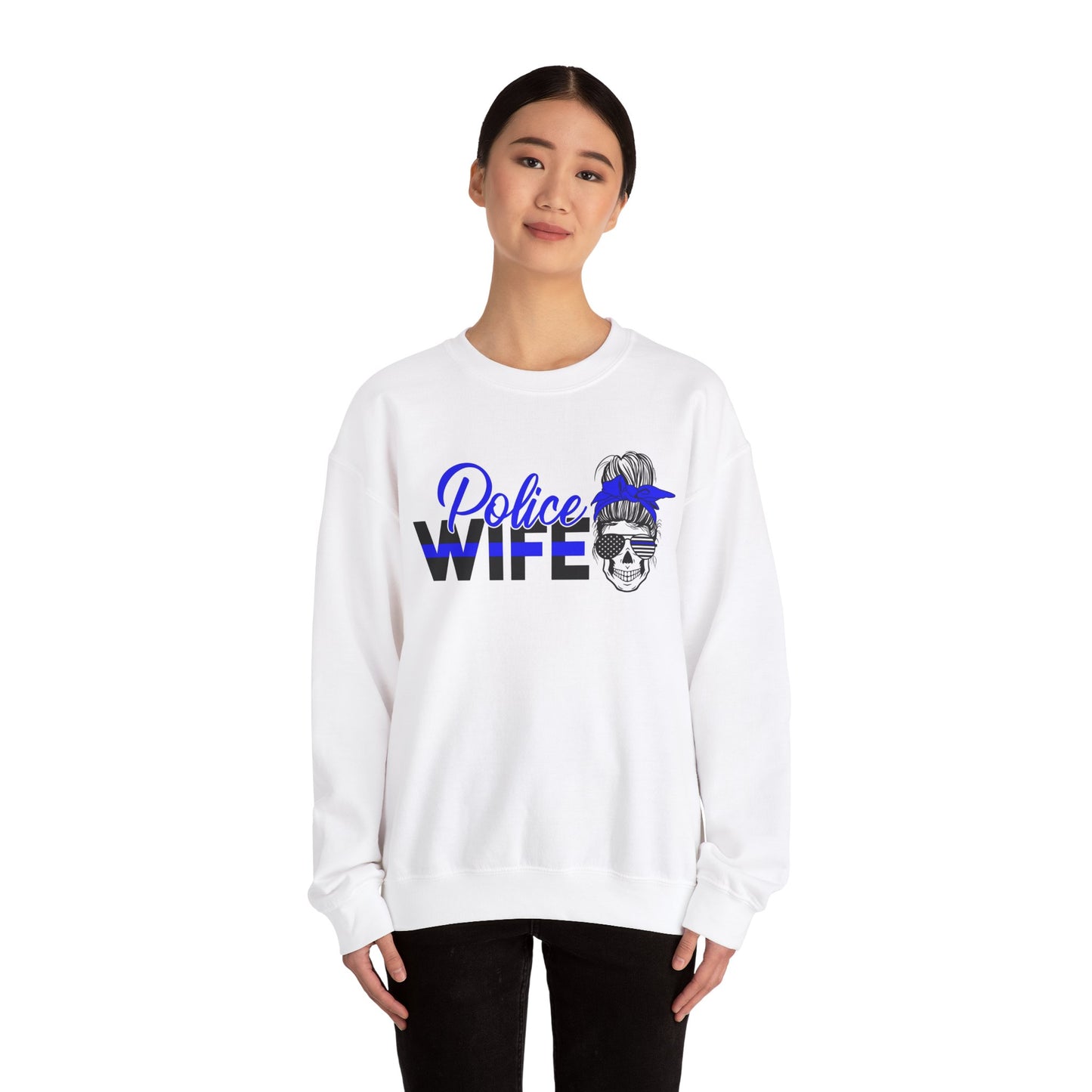 Police Wife Unisex Heavy Blend™ Crewneck Sweatshirt - Supportive Gift for Police Spouses