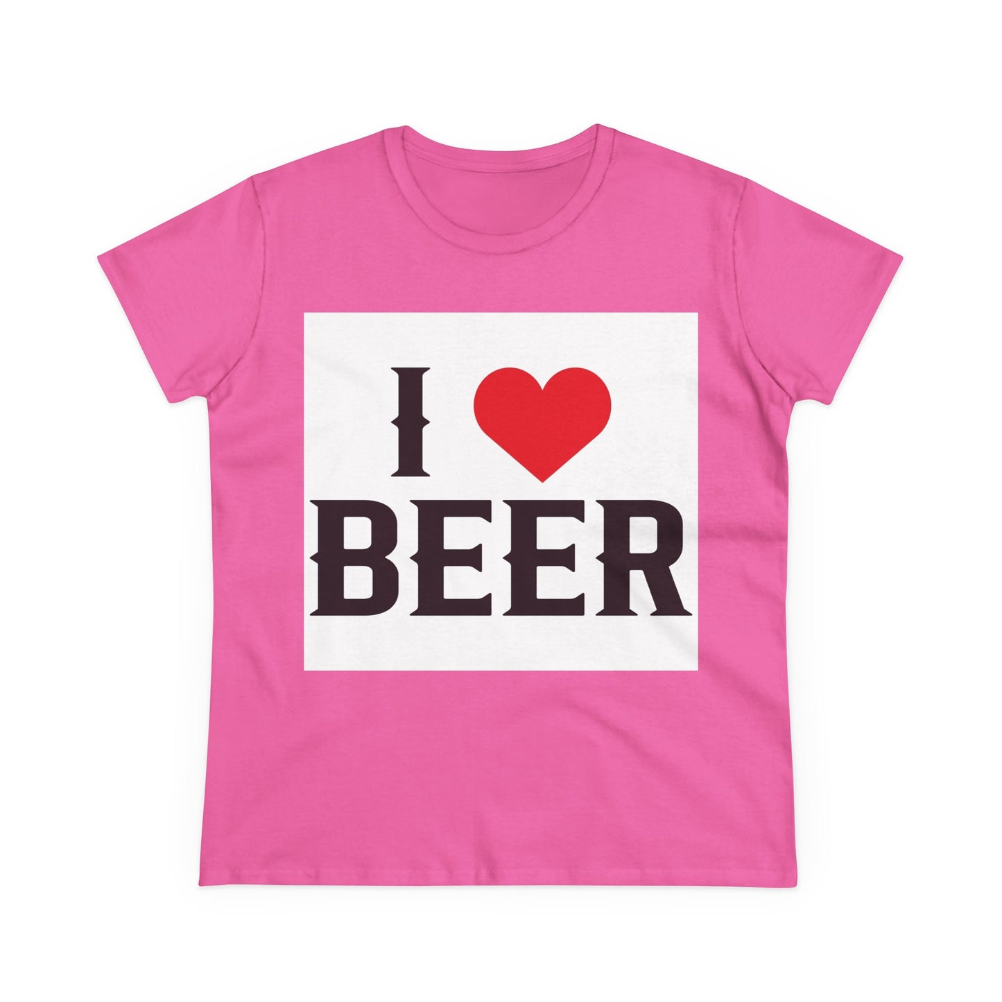 I Love Beer Women's Midweight Cotton Tee, Beer Lover Shirt, Gift for Beer Enthusiasts, Casual Everyday Wear, Fun Party Tee