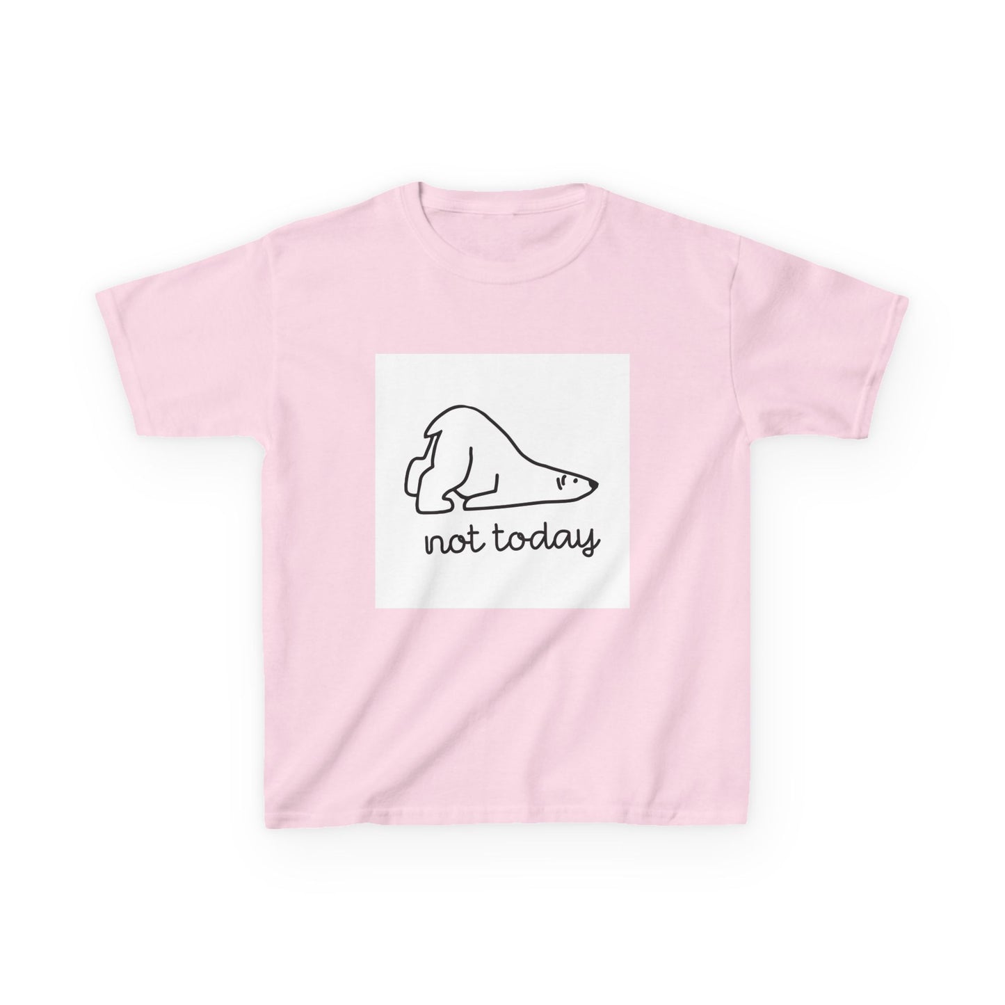 Kids Heavy Cotton™ Tee - "Not Today" Relaxed Polar Bear Design