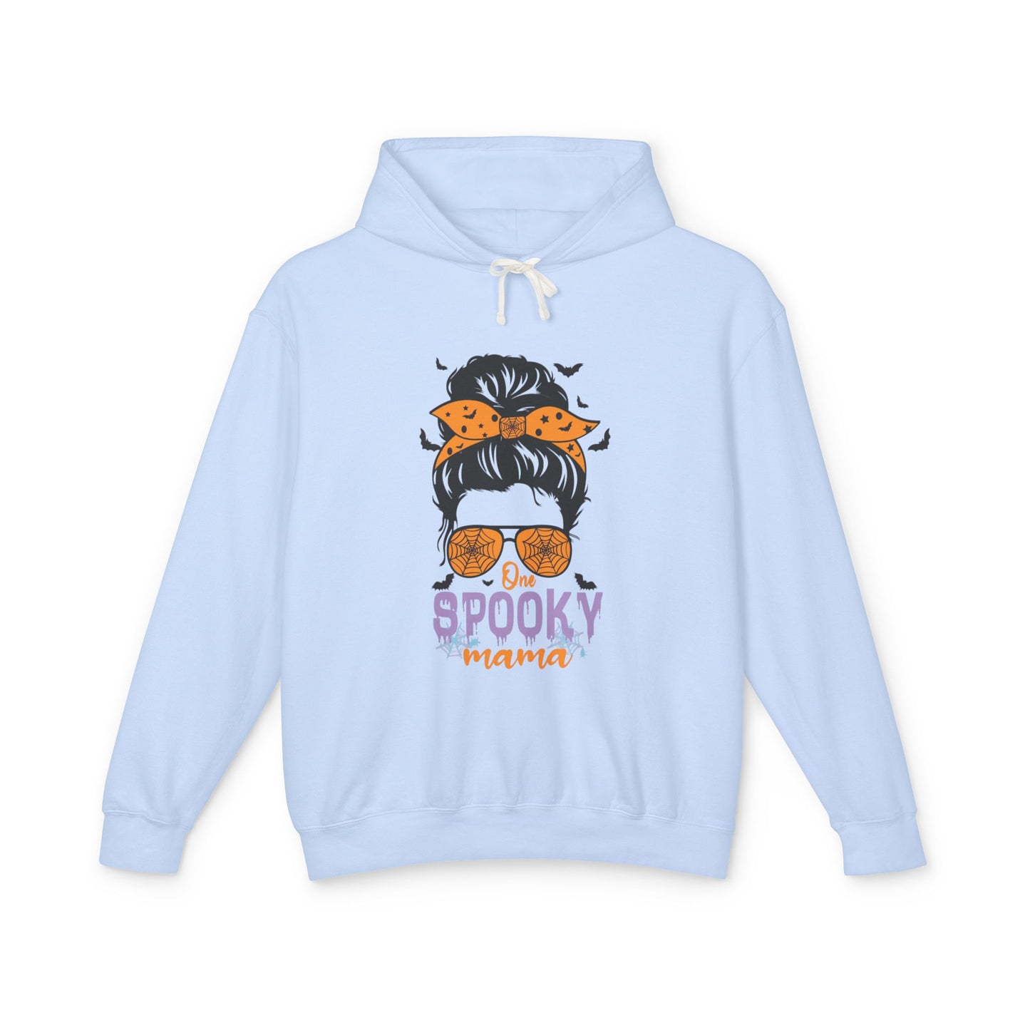 Spooky Mama Hoodie, Lightweight Sweatshirt for Halloween, Seasonal Casual Wear, Perfect Gift for Moms, Cozy Fall Fashion