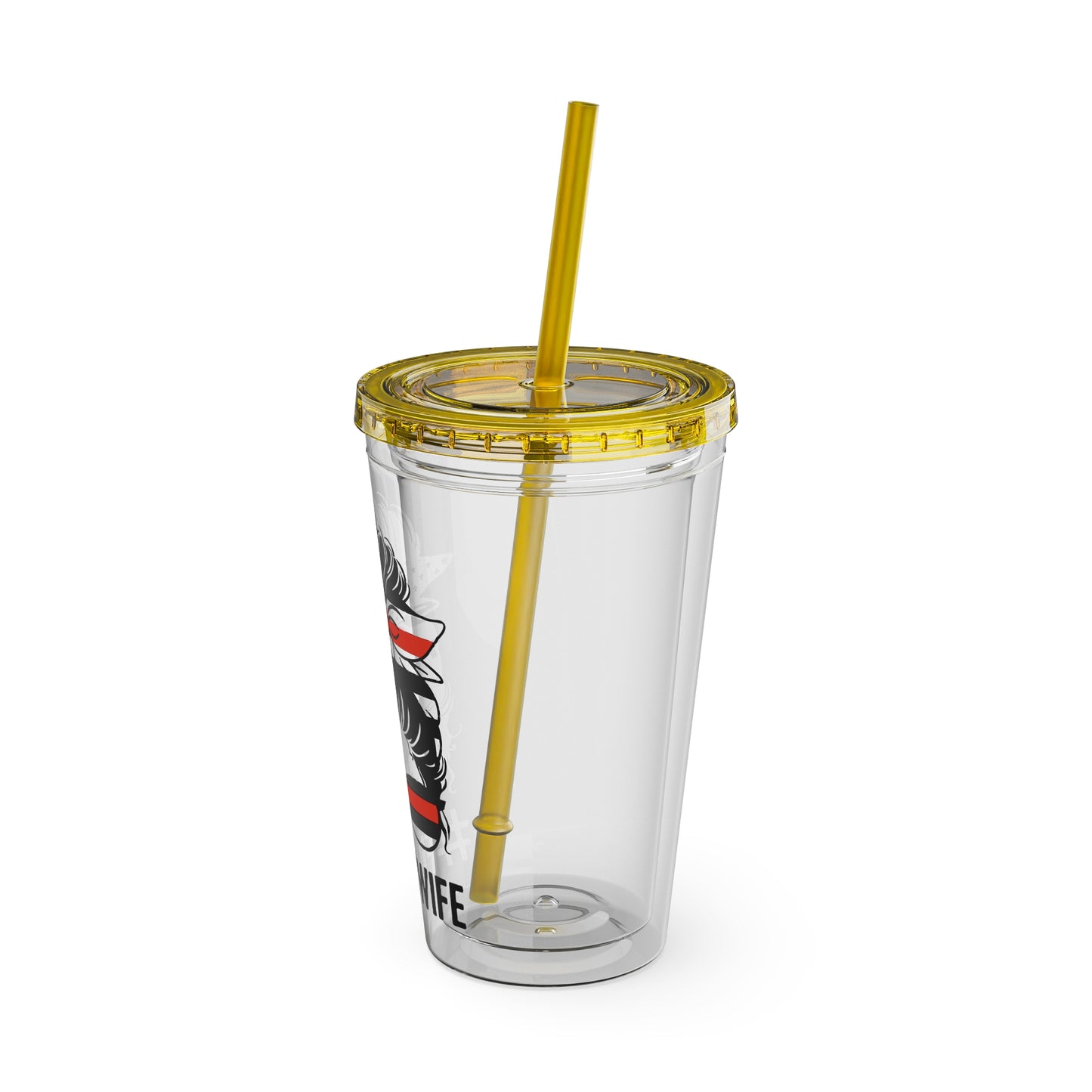 Sunsplash 16oz Tumbler with Straw - #FireWife Drinkware for Firefighters' Spouses