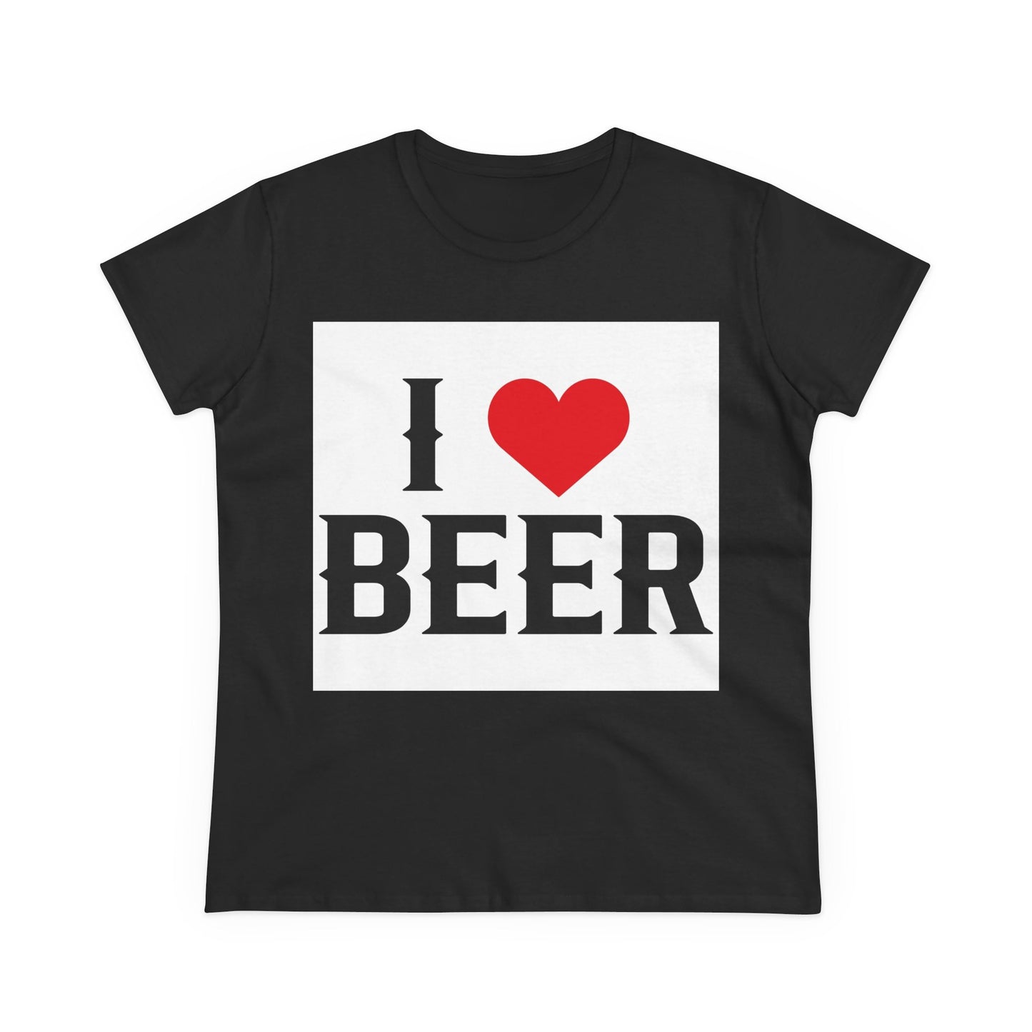 I Love Beer Women's Midweight Cotton Tee, Beer Lover Shirt, Gift for Beer Enthusiasts, Casual Everyday Wear, Fun Party Tee