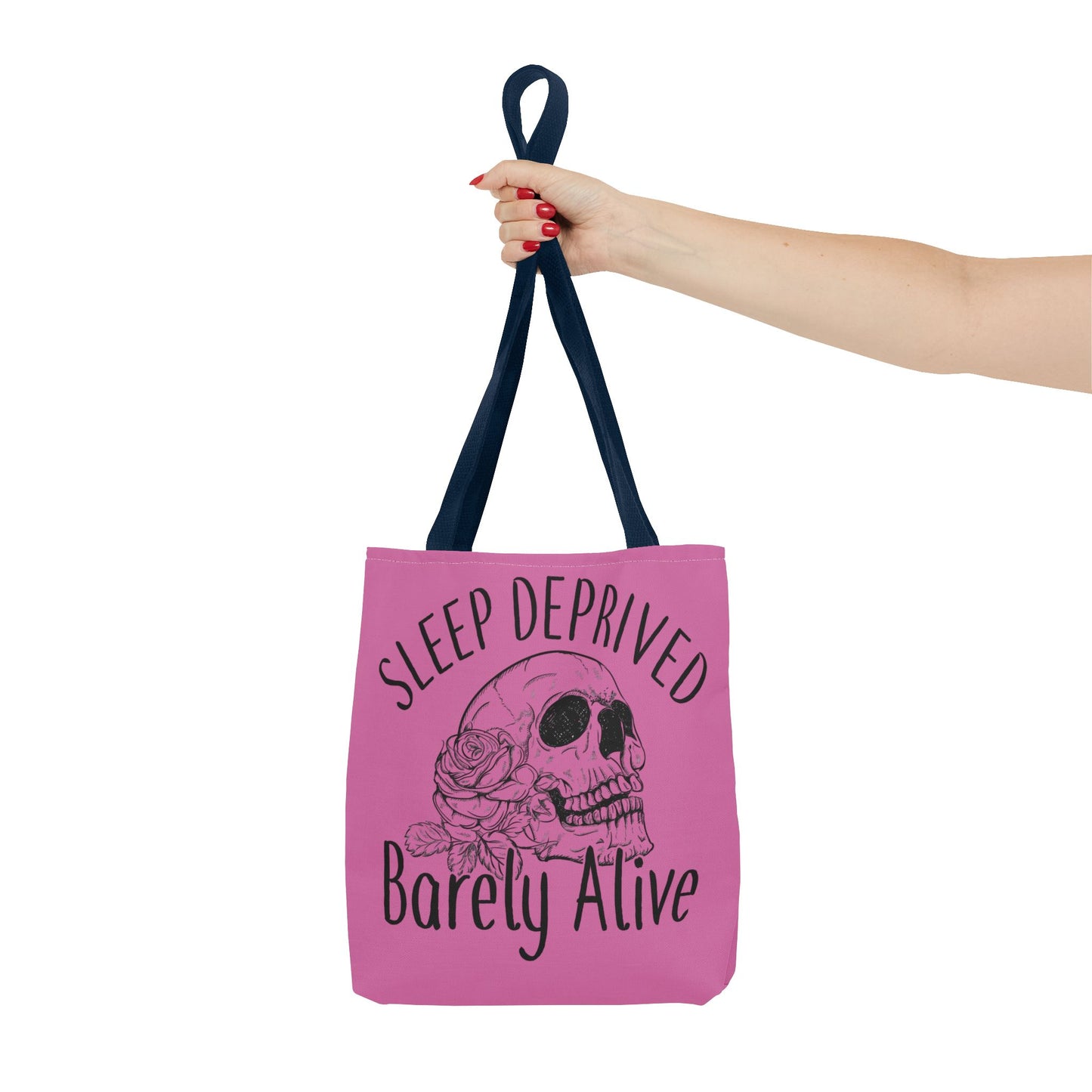 Sleep Deprived Tote Bag - Barely Alive Skull Design for Night Owls and Students